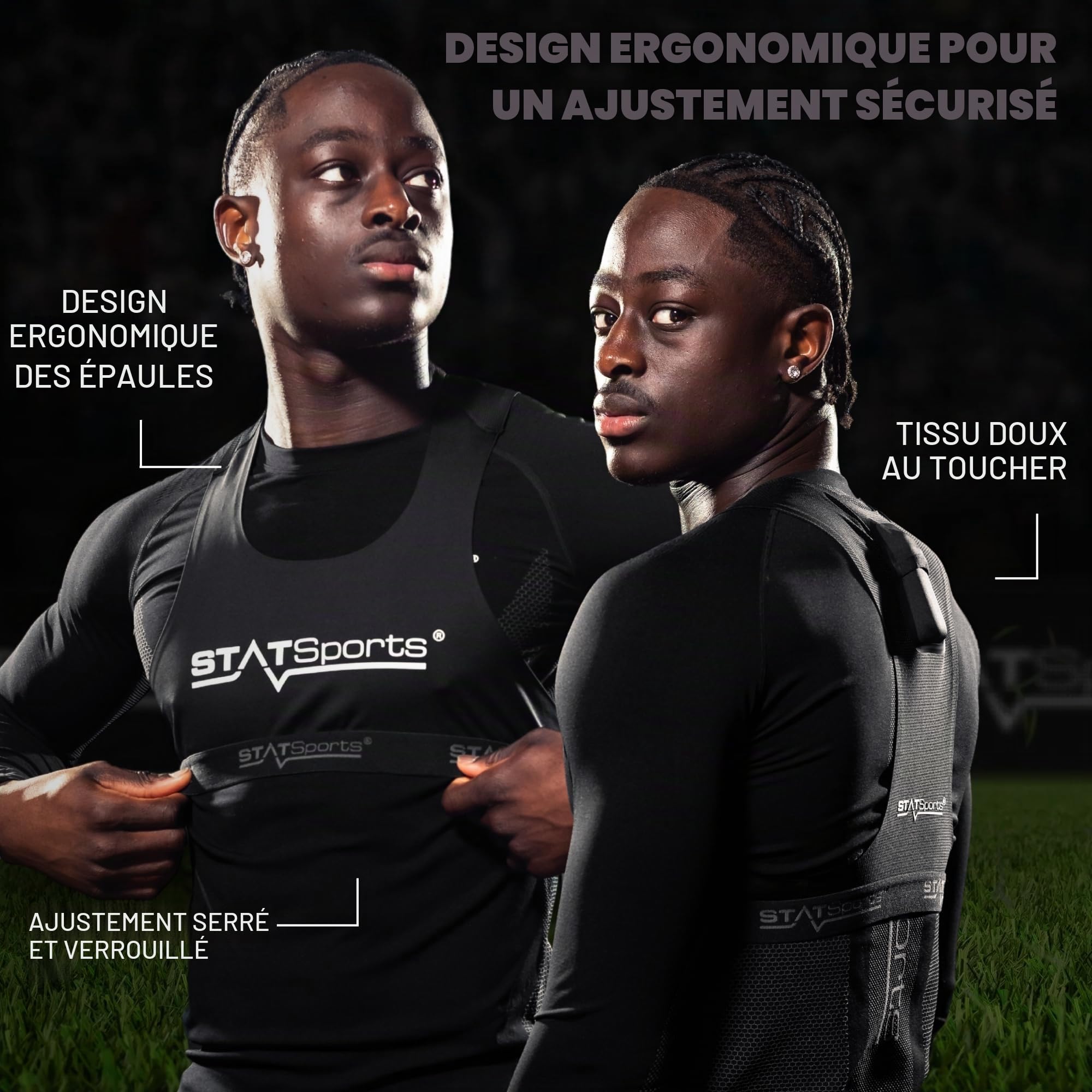 STATSports Gilet GPS Football (Gilet Seul – Pod Non Inclus) - Brassière GPS pour Academy – Gilet de Sport avec Poche Sécurisée pour APEX GPS Tracker – Porté par Joueurs Pros