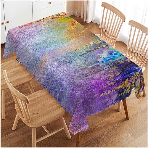 Miniatura 7 de Swono Seashell - Mantel oblongo, de 52 x 70 pulgadas, diseño de océano tropical, estrellas de mar y conchas marinas, sin arrugas, mantel de granja