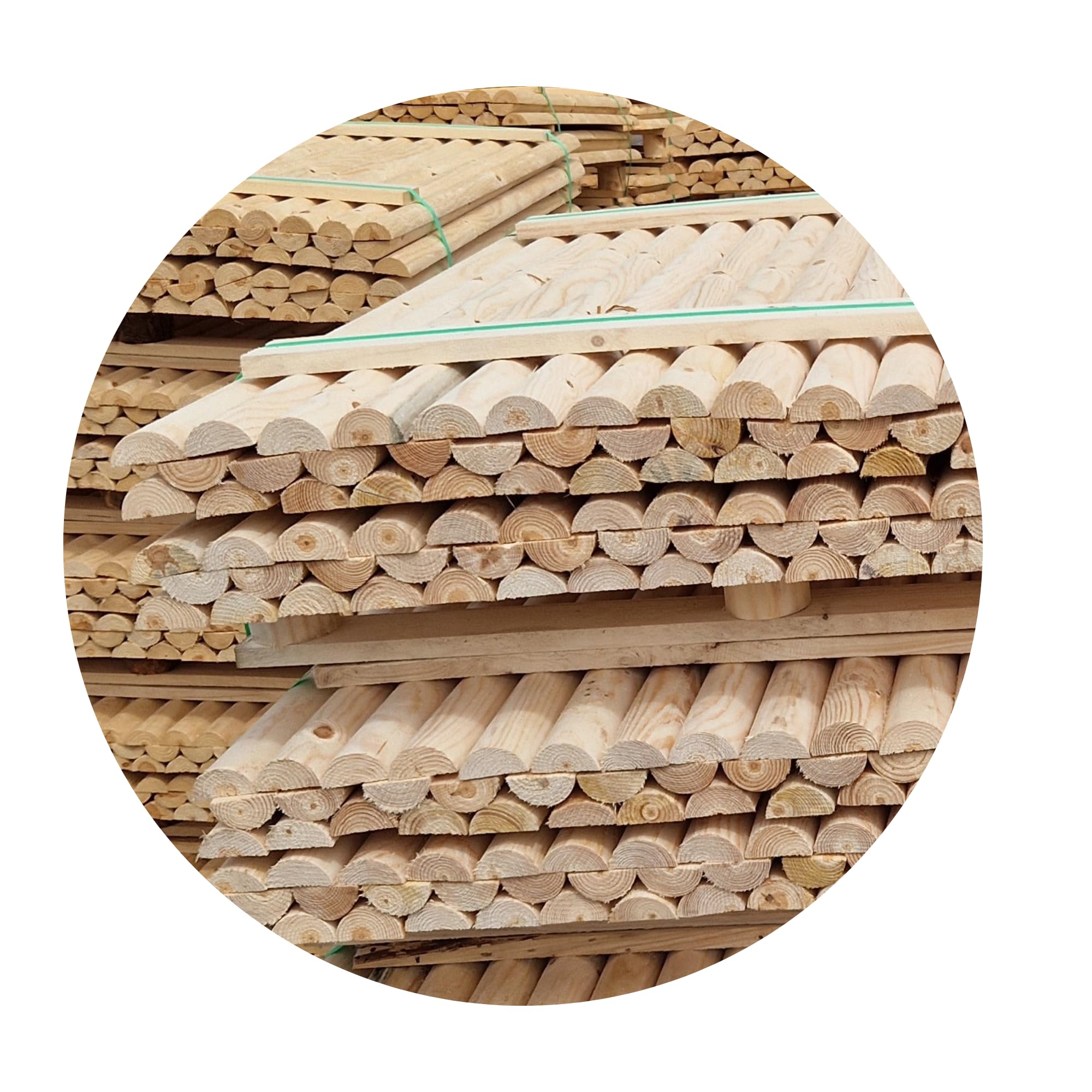 Pali Mezzi In Legno Massello 8 Pezzi ½ Ø6 cm Lunghezza 180 cm Non Impregnati Per Recinzione Montanti Palo Giardino