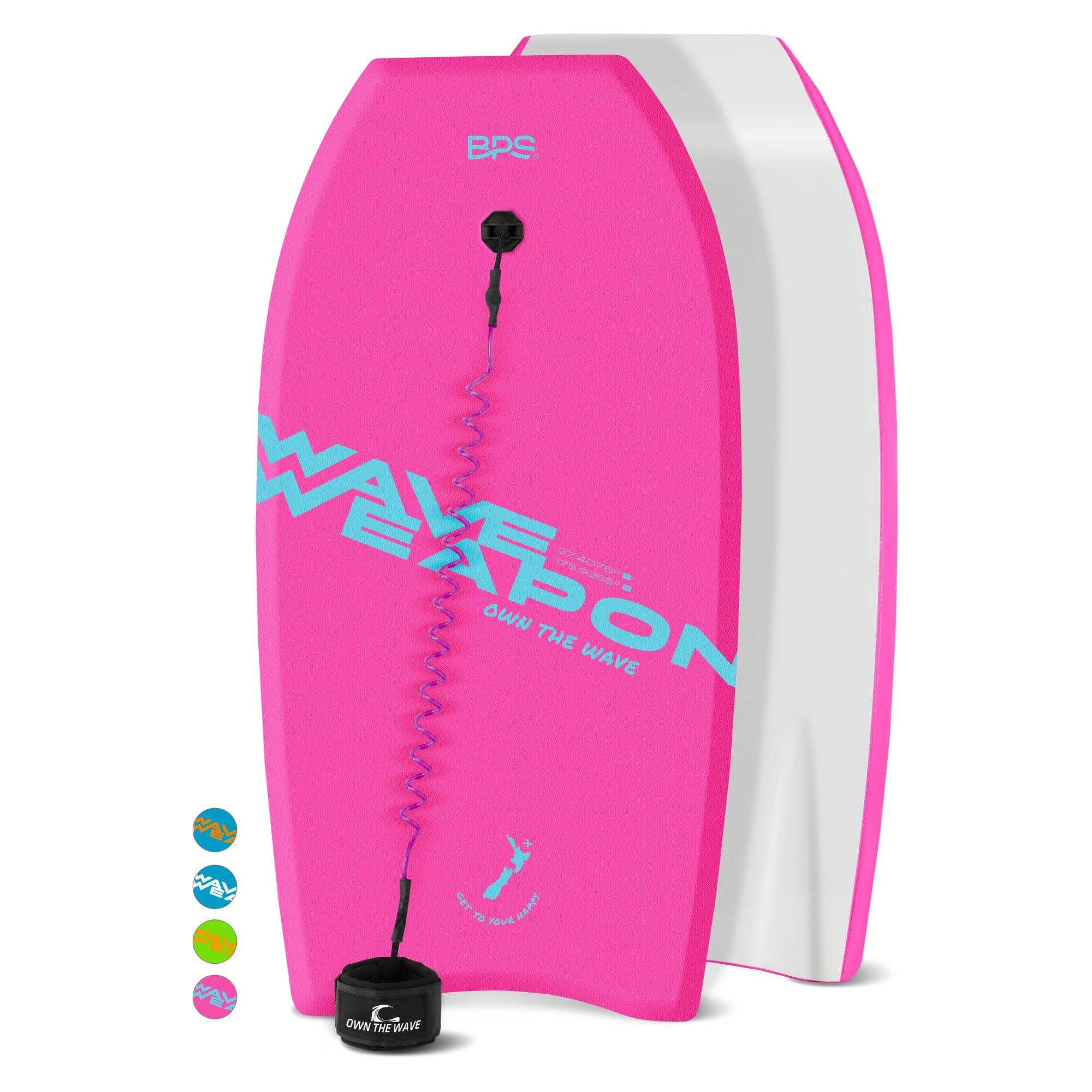 Wave Weapon' Bodyboard with Premium Leash and Fin Tethers, Lightweight with EPS Core