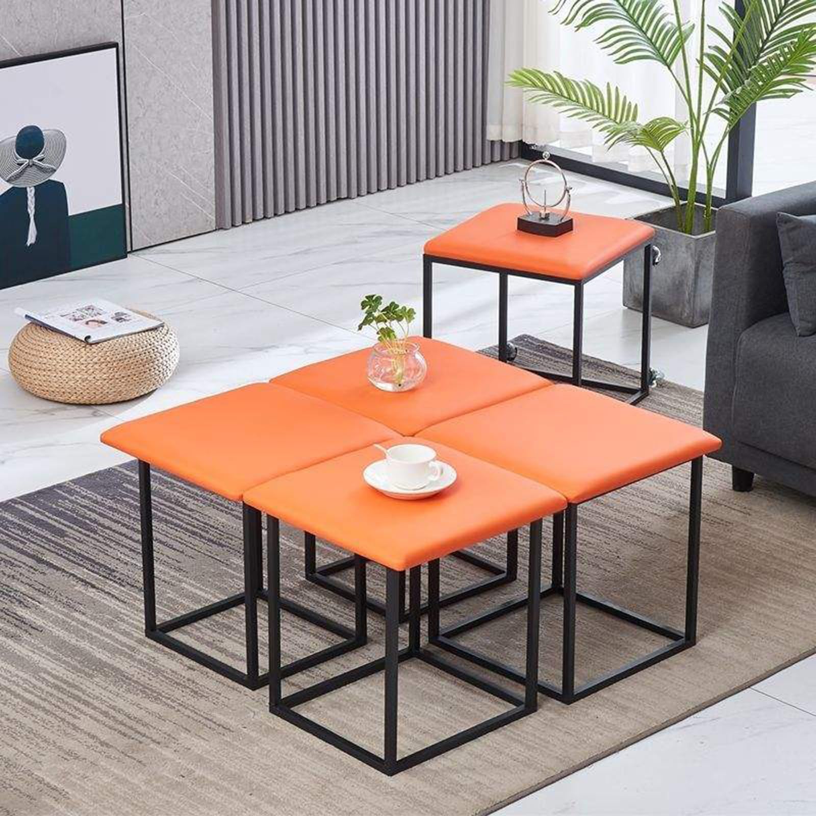 Taburete otomano apilable para fiesta al aire libre, organizador de asiento impermeable para sala de estar, dormitorio, cubo de asiento 5 en 1, silla cuadrada creativa y funcional (tamaño: 36 x 36 x