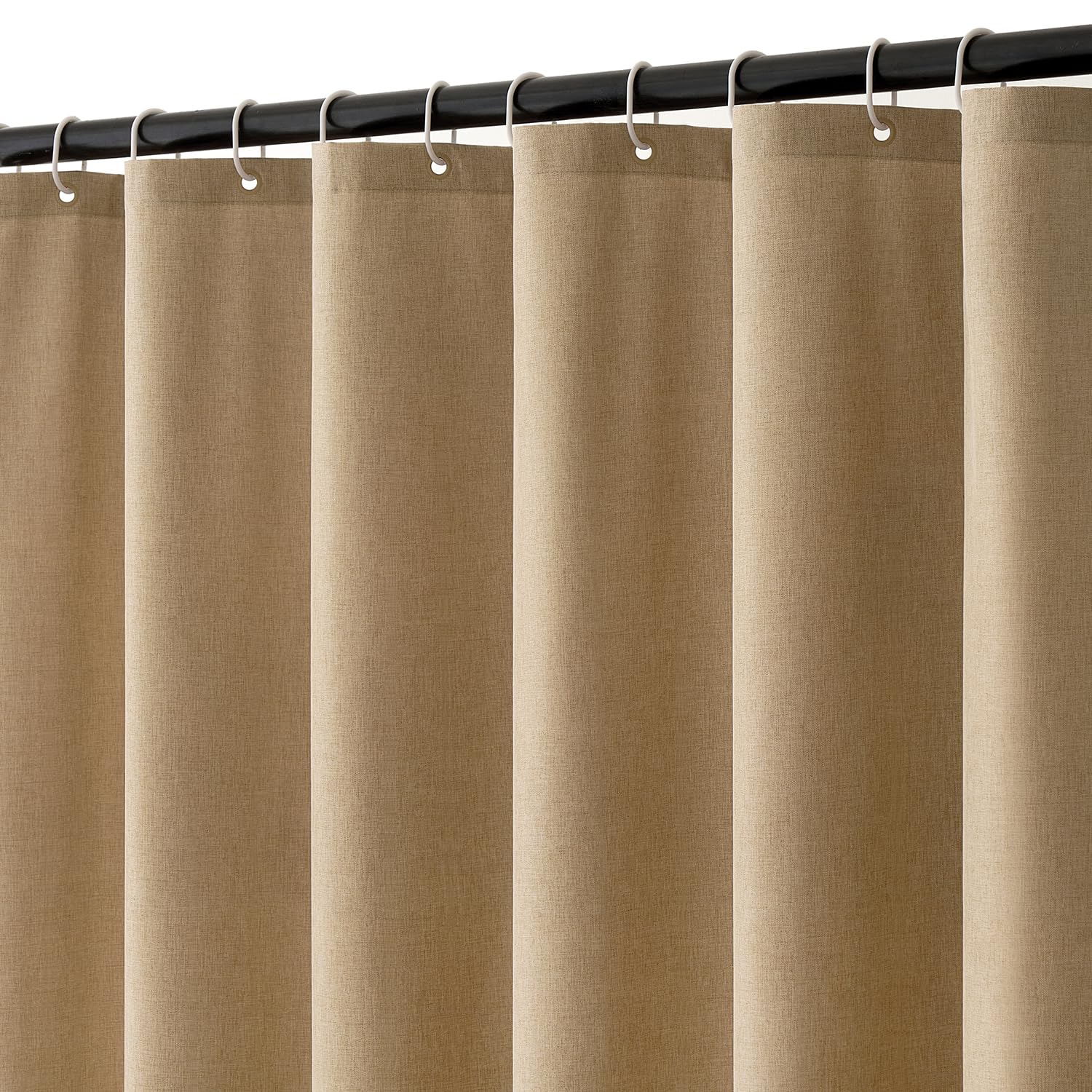 MIULEE Leinen Texturiert Duschvorhang 120x180 cm Khaki, Schwerer Hotel Luxus Polyester Wasserdicht Duschvorhänge, Antischimmel Waschbar Stoff Badvorhang für Badezimmer mit 8 Ringe