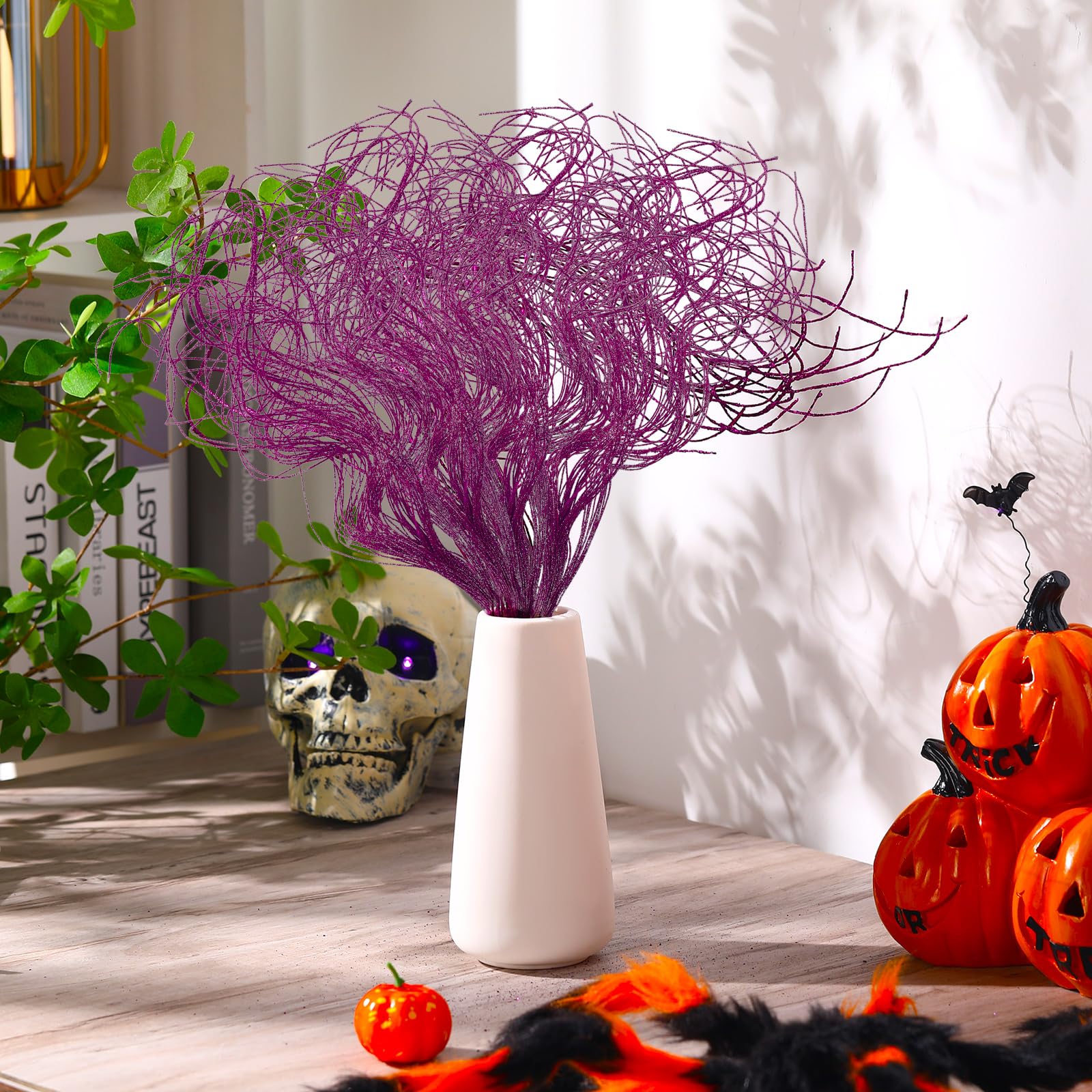 Lot De 6 Branches Décoratives De Noël à Paillettes Pour Sapin De Noël, Couronne, Travaux Manuels, Décoration D'intérieur (54,9 Cm, Argenté