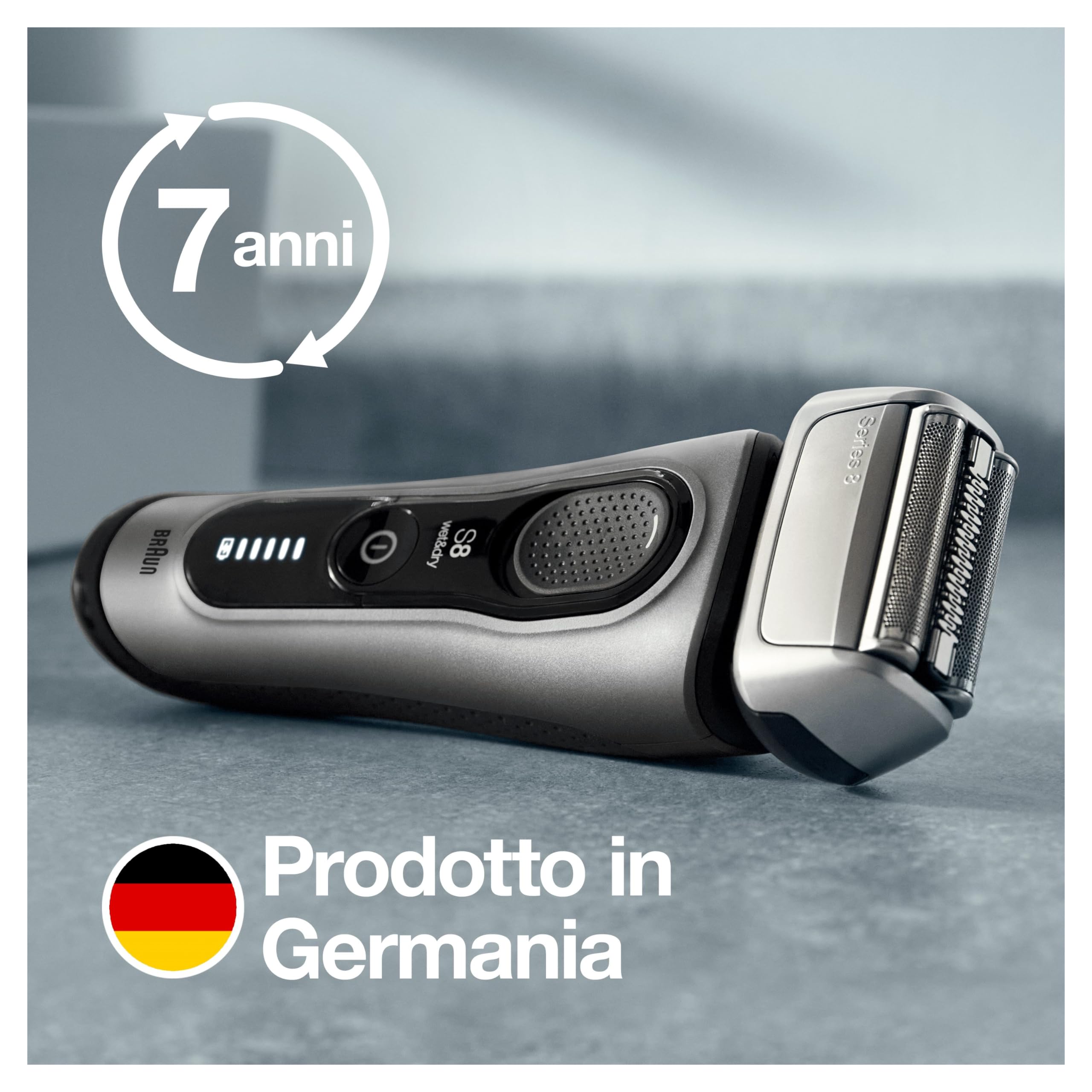 Braun Series 8, Regolabarba Uomo, Rasoio Elettrico Barba, Custodia da Viaggio, Tecnologia Sonica, Lame Flessibili, Custodia da Viaggio, Idea Regalo, 8467cc Grigio - Vista 4