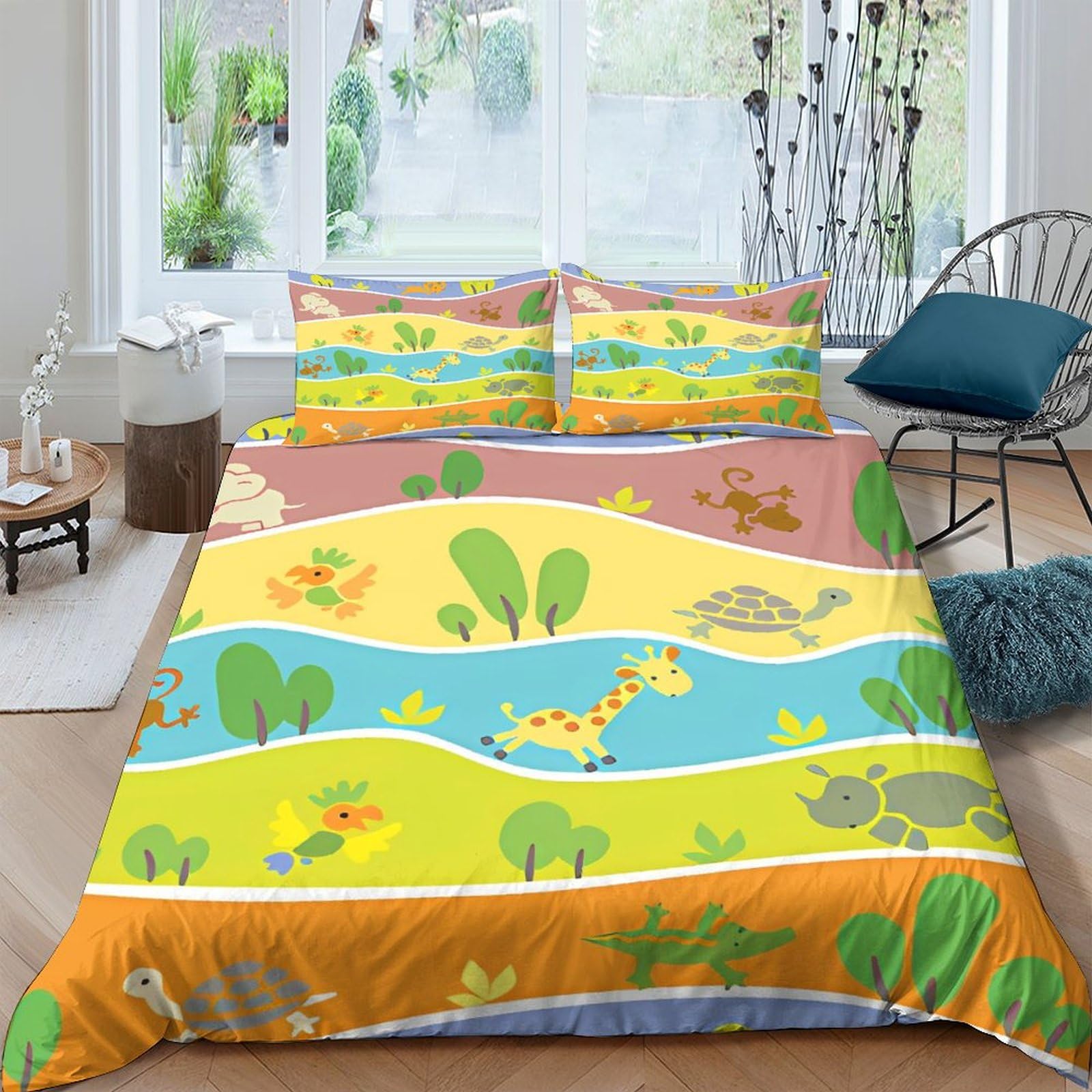 Parure de lit girafe pour chambre d'enfant et adulte, housse de couette confort 3 pièces