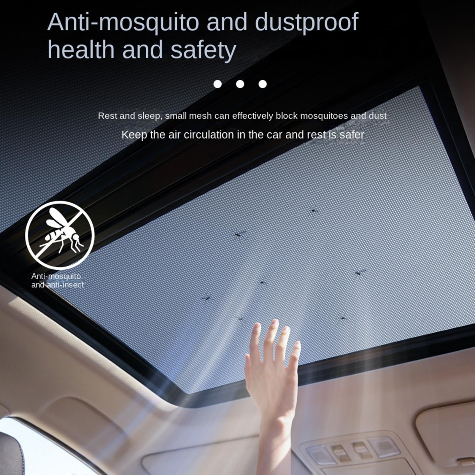 Magnetic Sunroof Mosquitö Net - Soft Edge Binding No Paint Damage, Car Window Screen Curtain, UV Blocking Mesh for Ventilation, Magnetic Adsorption Búg Shield for Camping Parking — view 7