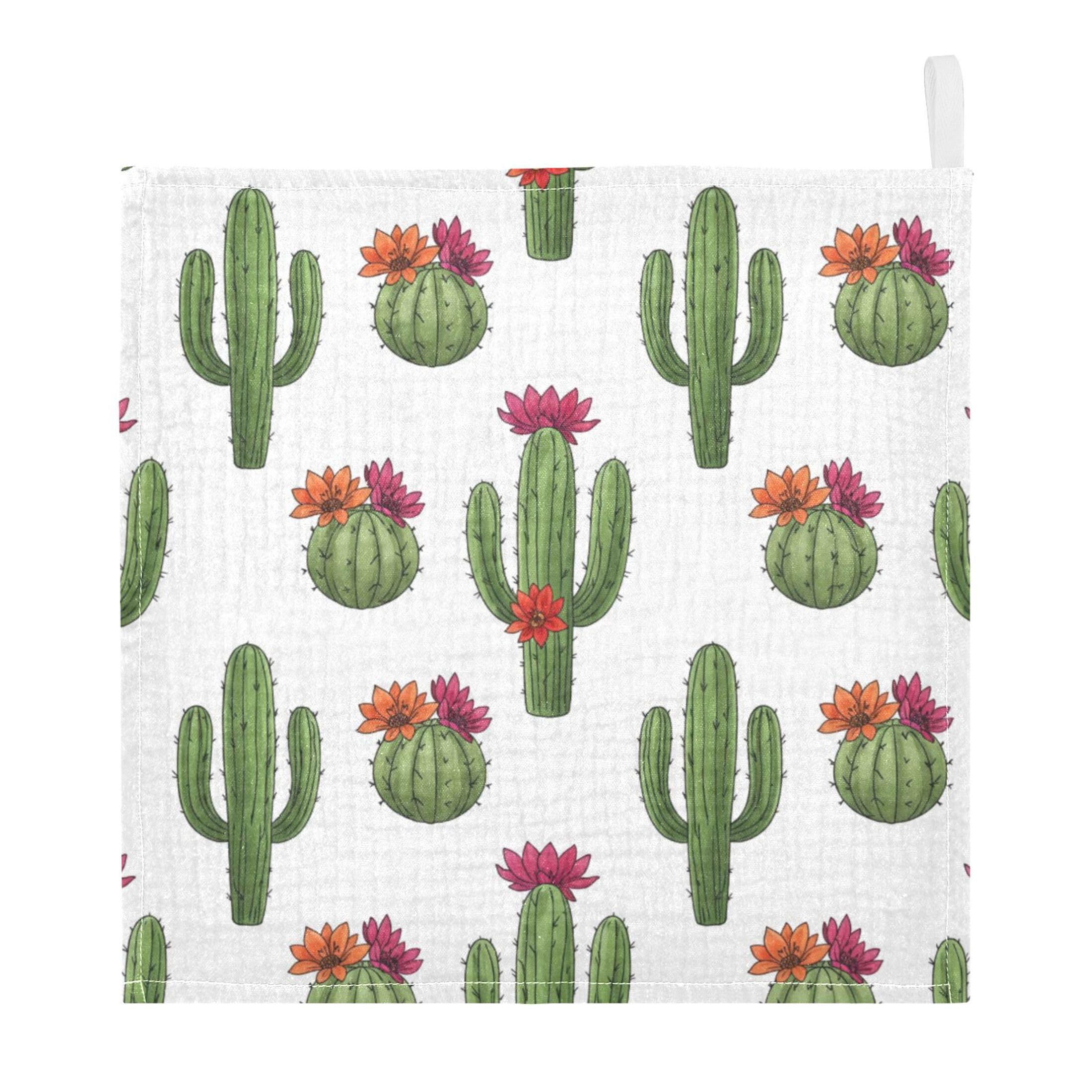 Fuauuyl Cactus Baby Muslin Washcloths Cotton Absorbent Soft Burp Cloths for Newborns Infants Toddlers, Reusable Face Towels for Sensitive Skin, 3 Pack, 12x12 in