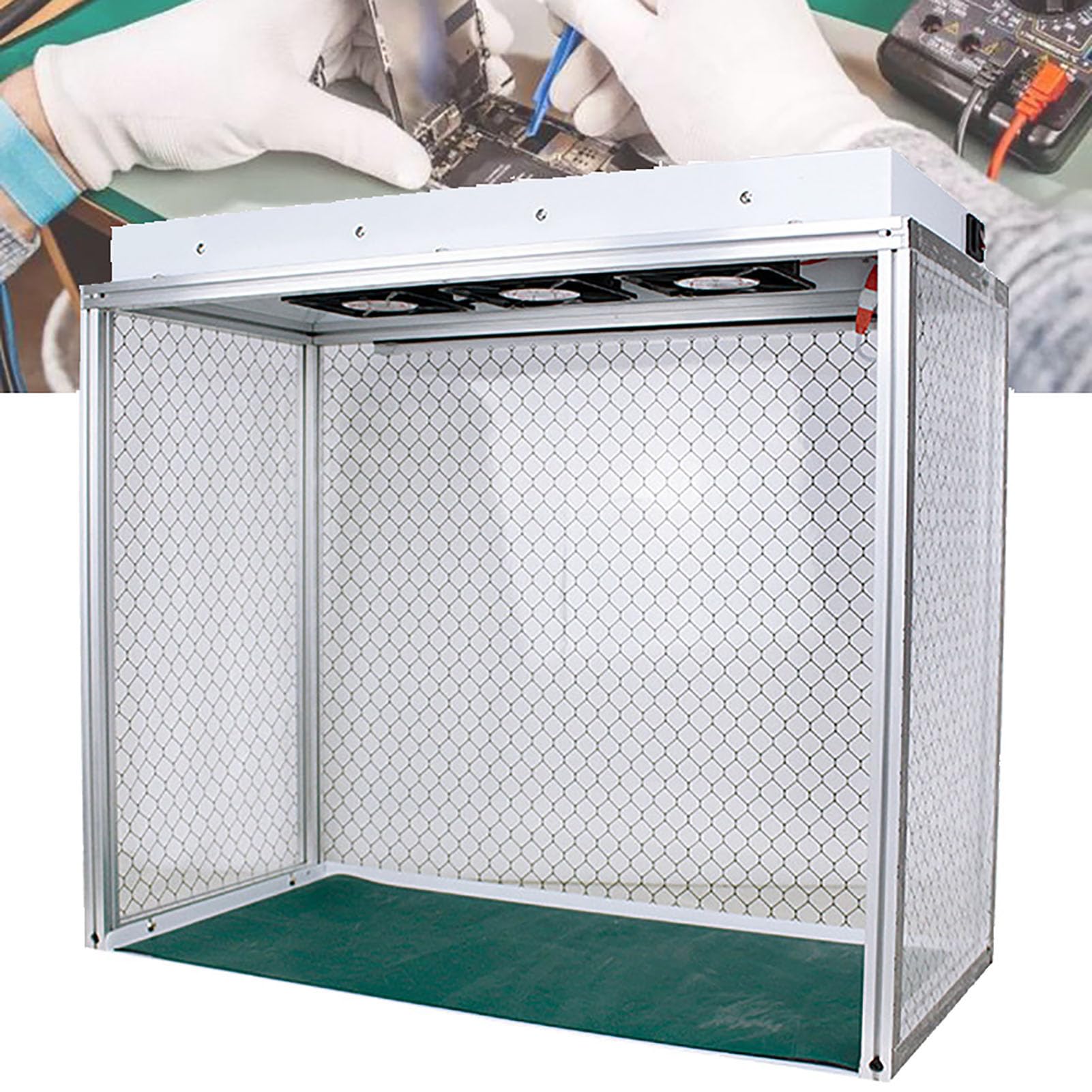 Workbench de réparation avec 3 ventilateurs et flux d'air propre