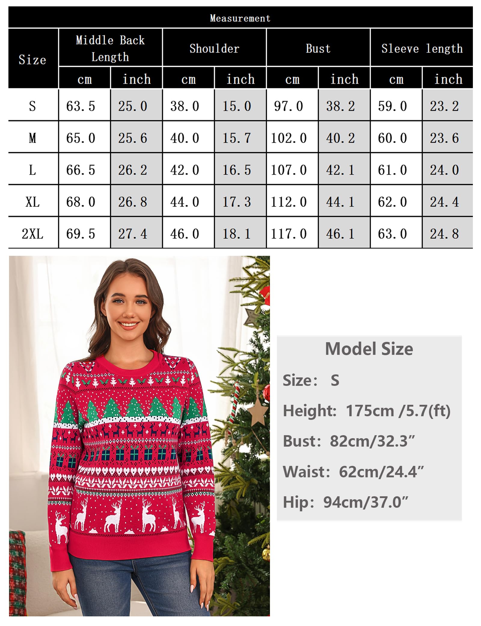 Świąteczny sweter damski zabawny sweter bożonarodzeniowy sweter sweter z nadrukiem płatek śniegu Łoś z długim rękawem Okrągły dekolt Świąteczna impreza
