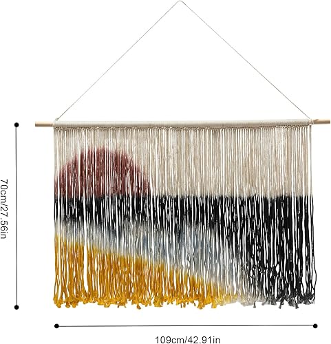 Miniatura 7 de Colgante de pared grande de macramé, arte de pared de montañas para sala de estar, decoración de pared moderna de naturaleza para dormitorio,