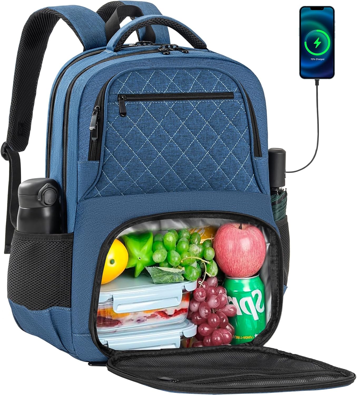 ANILD Lunch Backpack, 17 Inch Laptop Backpack with Insulated Cooler Compartment for Men Women, Travel Work Computer Backpack