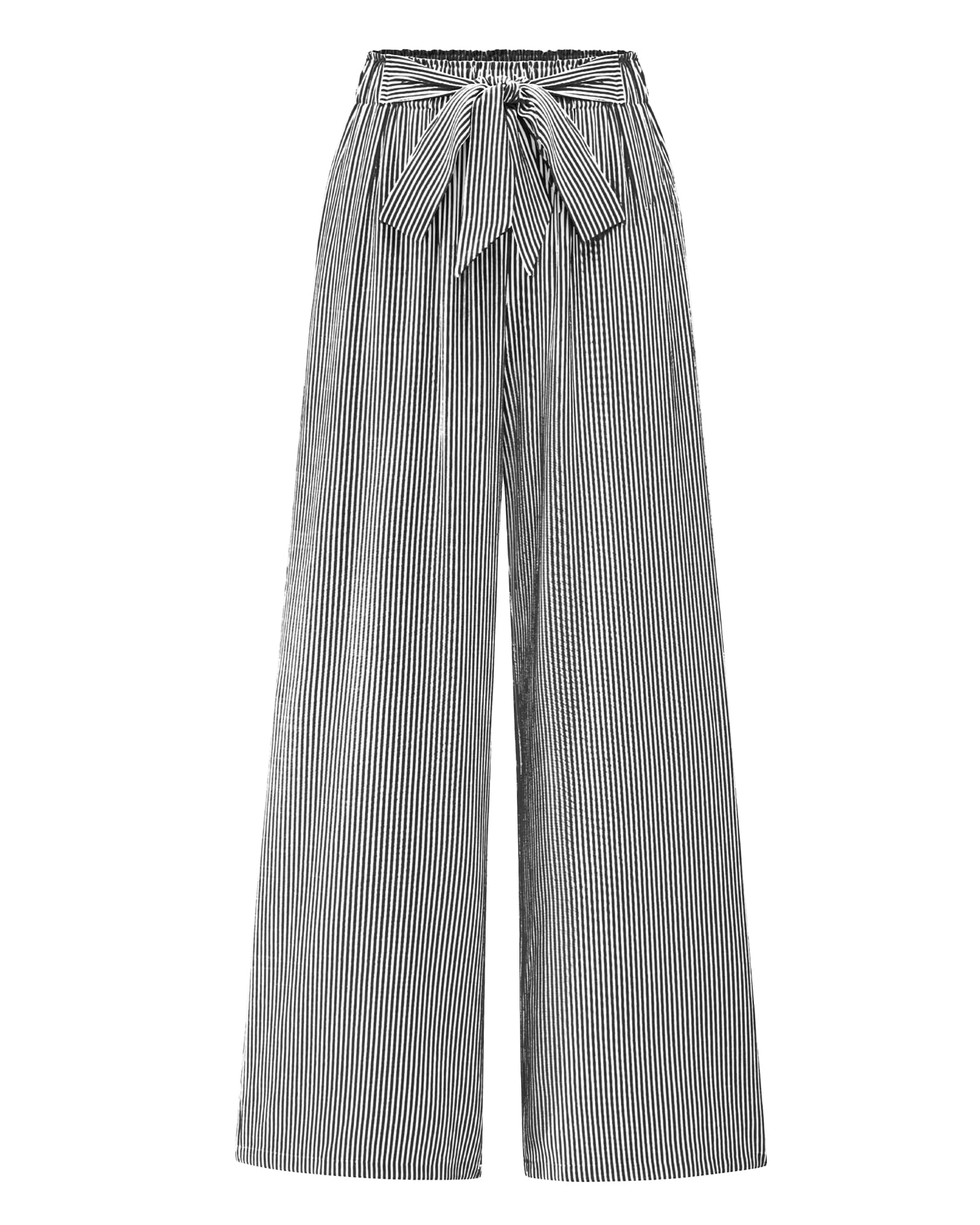 BTFBM Pants for Women 2026 Spring Clothes Striped High Waist Tie Knot Dressy Casual Wide Leg Palazzo Work