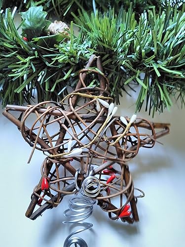Miniatura 3 de Rustic Rattan & Berries Christmas Tree Star in Choice of Large or Small