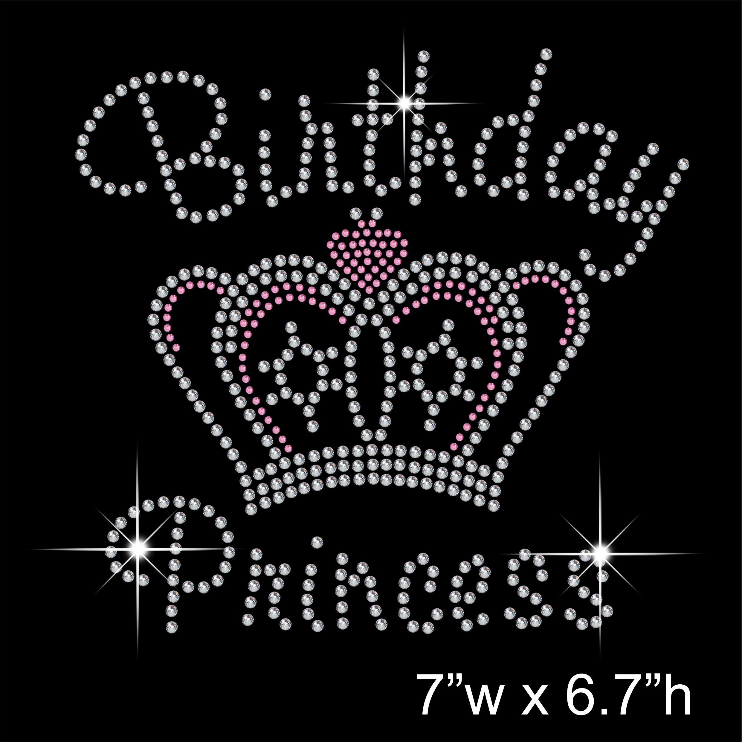 TShirt Showroom Birthday Princess Hotfix Rhinestone Diamante Iron on Transfer Motif Applique