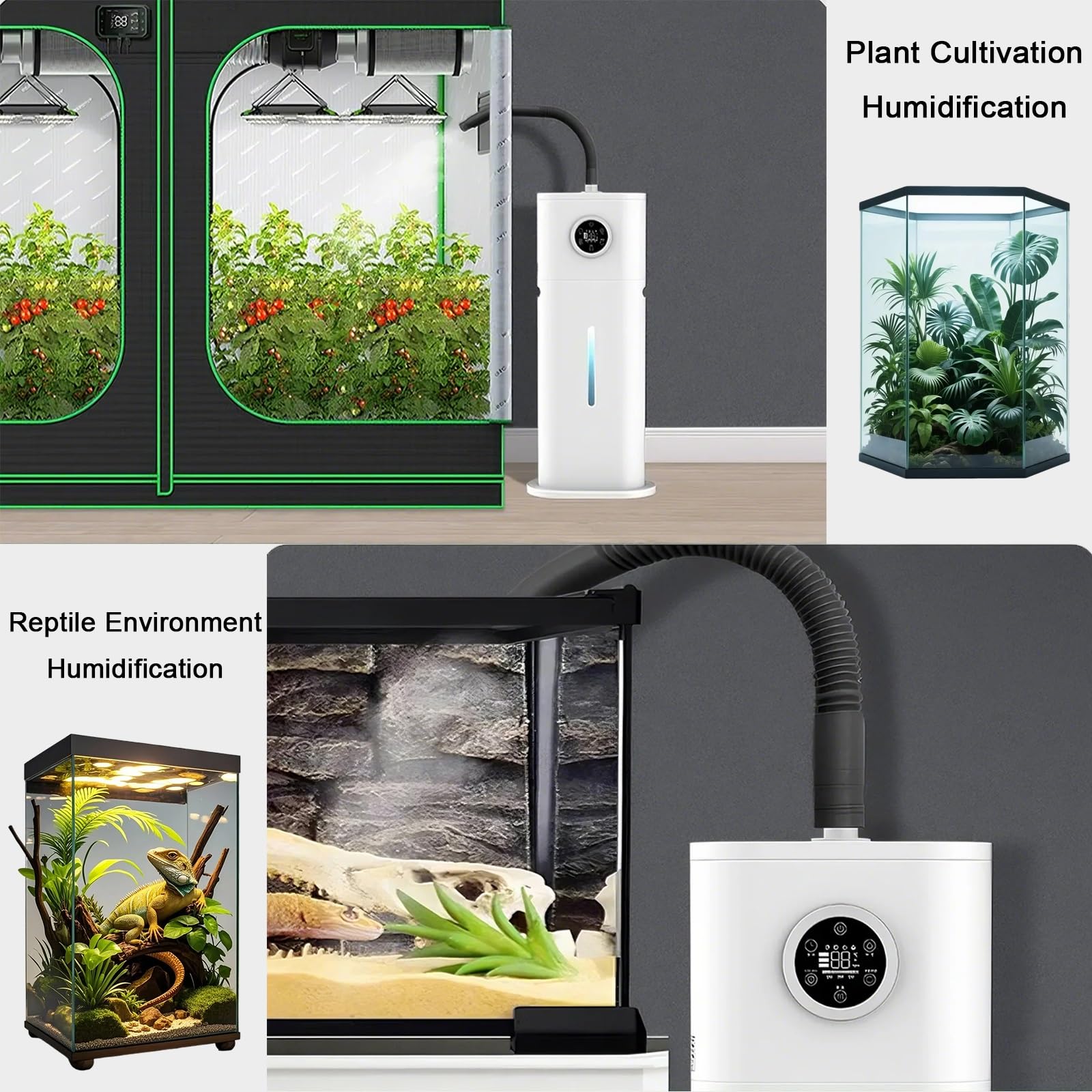Humidificador de Gran Capacidad de 12L para Iguana, Nebulizador Inteligente de Niebla Cálida para Terrarios de Pogona Vitticeps, Nebulizador para Reptiles Tropicales.(Smart Version)