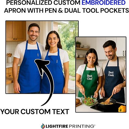 Miniatura 4 de Delantal de chef bordado personalizado  Delantal con nombre personalizado, ajustable, gran regalo para hombres y mujeres