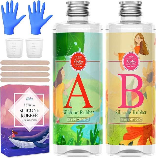 Silicone Moulds Making Kit - Translucent Liquid Silicone Rubber for Mould Making - 1:1 Mixing Ratio Fast Curing Moulds Making Silicone for Resin Moulds, Casting, Jewelry Making, DIY Crafts - 600g