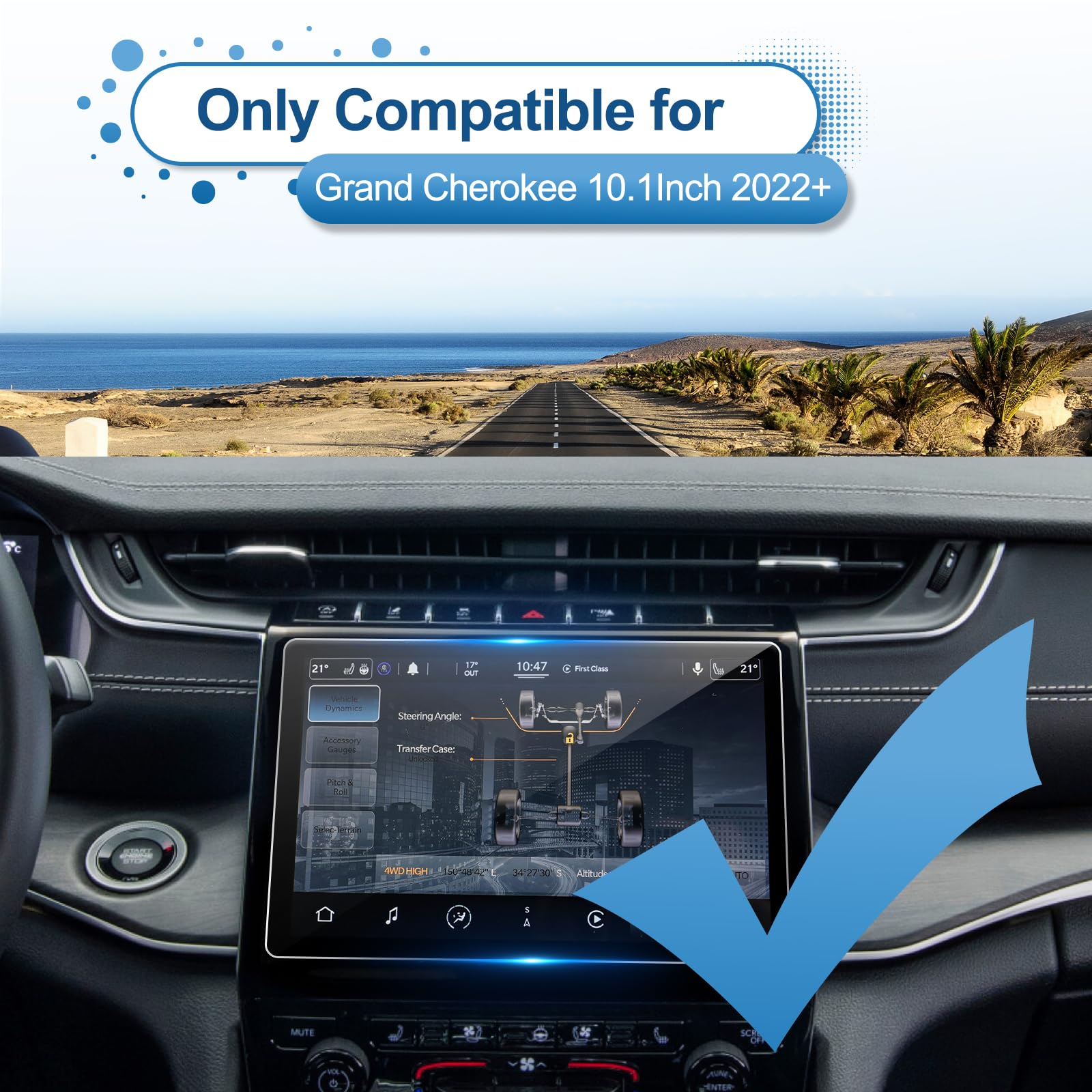 Coleya 2022 2023 2024 2025 Grand Cherokee Screen Protector for Jeep Grand Cherokee (Limited/Overland/Summit/Summit Reserve/Trailhawk) 10.1-in Touchscreen, 9H Tempered Glass 2025 Grand Cherokee 10.1