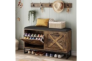 Maupvit Bench with Flip Drawers & Coat Rack