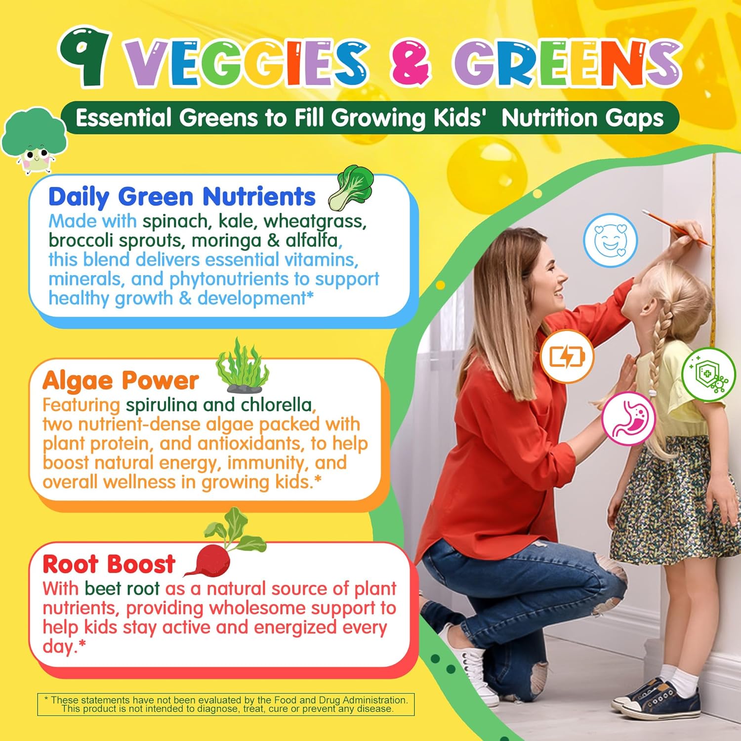Kids Super Greens Gummies, Superfood Multivitamin for Kids, 20+ Veggie, Fruit, Vitamin, Mineral, Probiotic, Kids Vitamin Gummies for Growth, Immunity, Digestion, Picky Eater Approved, Sugar Free 2Pack - Image 4