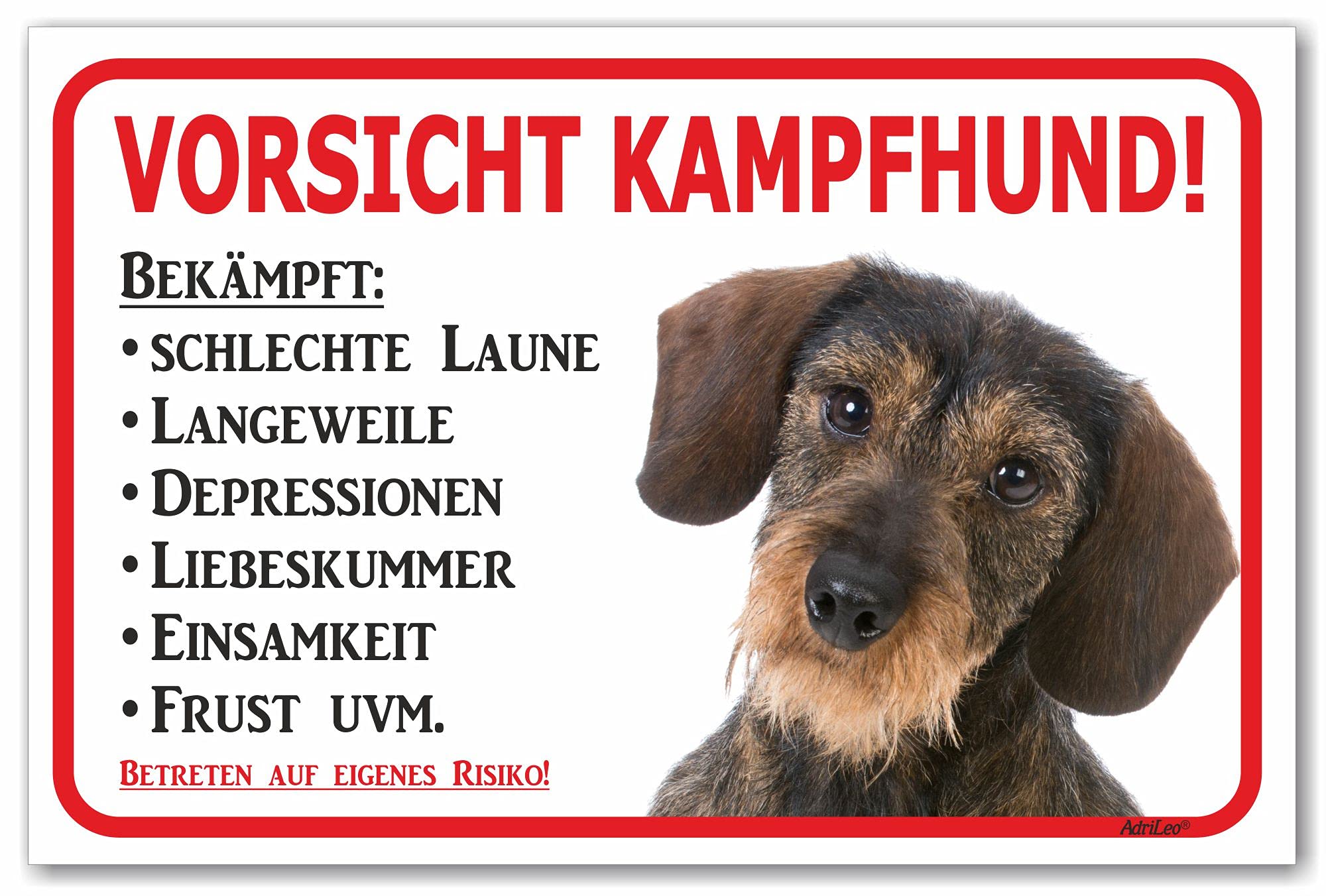 AdriLeo Warnschild: Vorsicht Rauhaardackel – Robustes Schild Für Hundebesitzer
