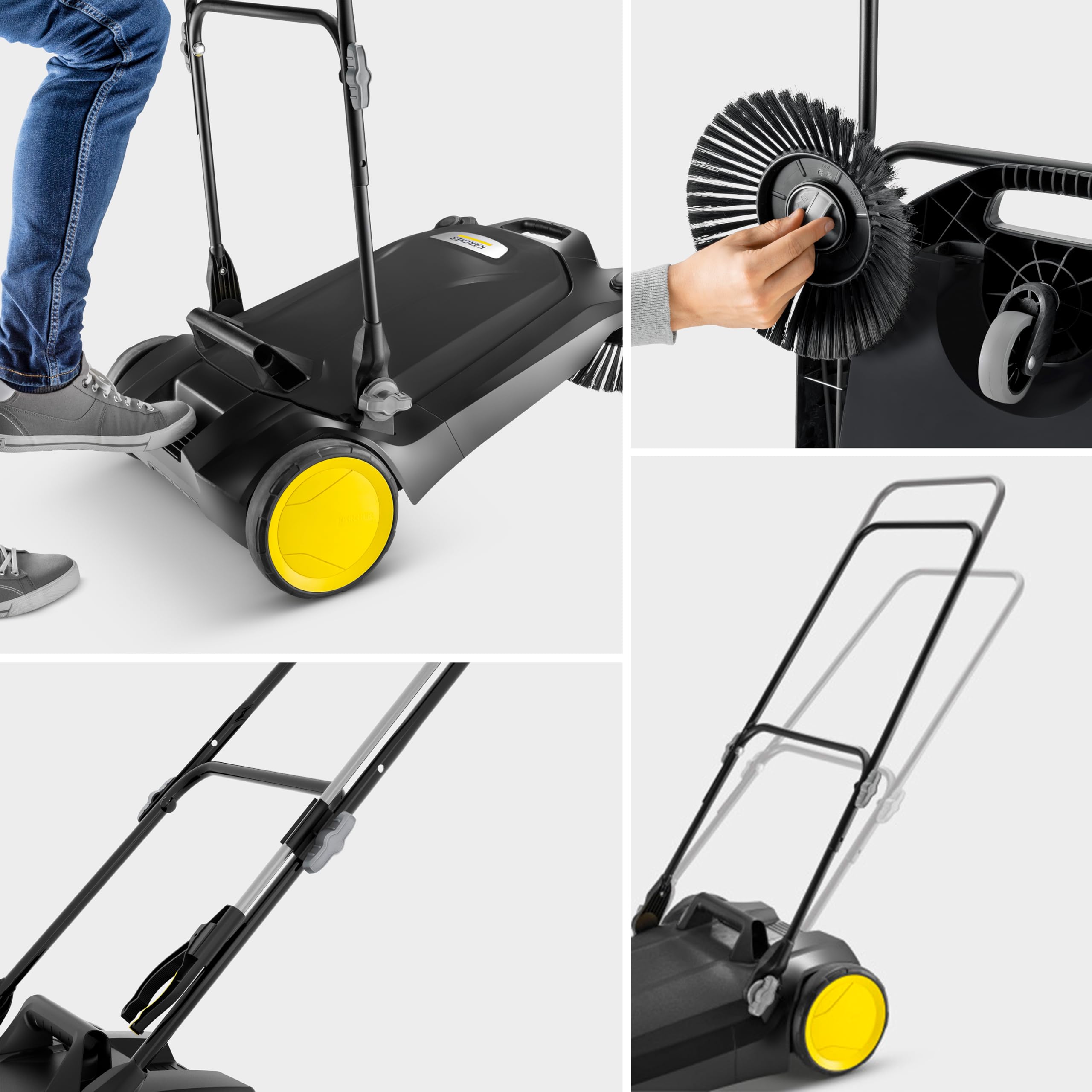 Kärcher Spazzatrice manuale S 4 Twin eco!Power per officine, marciapiedi, vialetti o garage con raccogli detriti, capacità 20 LITRI, larghezza spazzata 68,1 cm