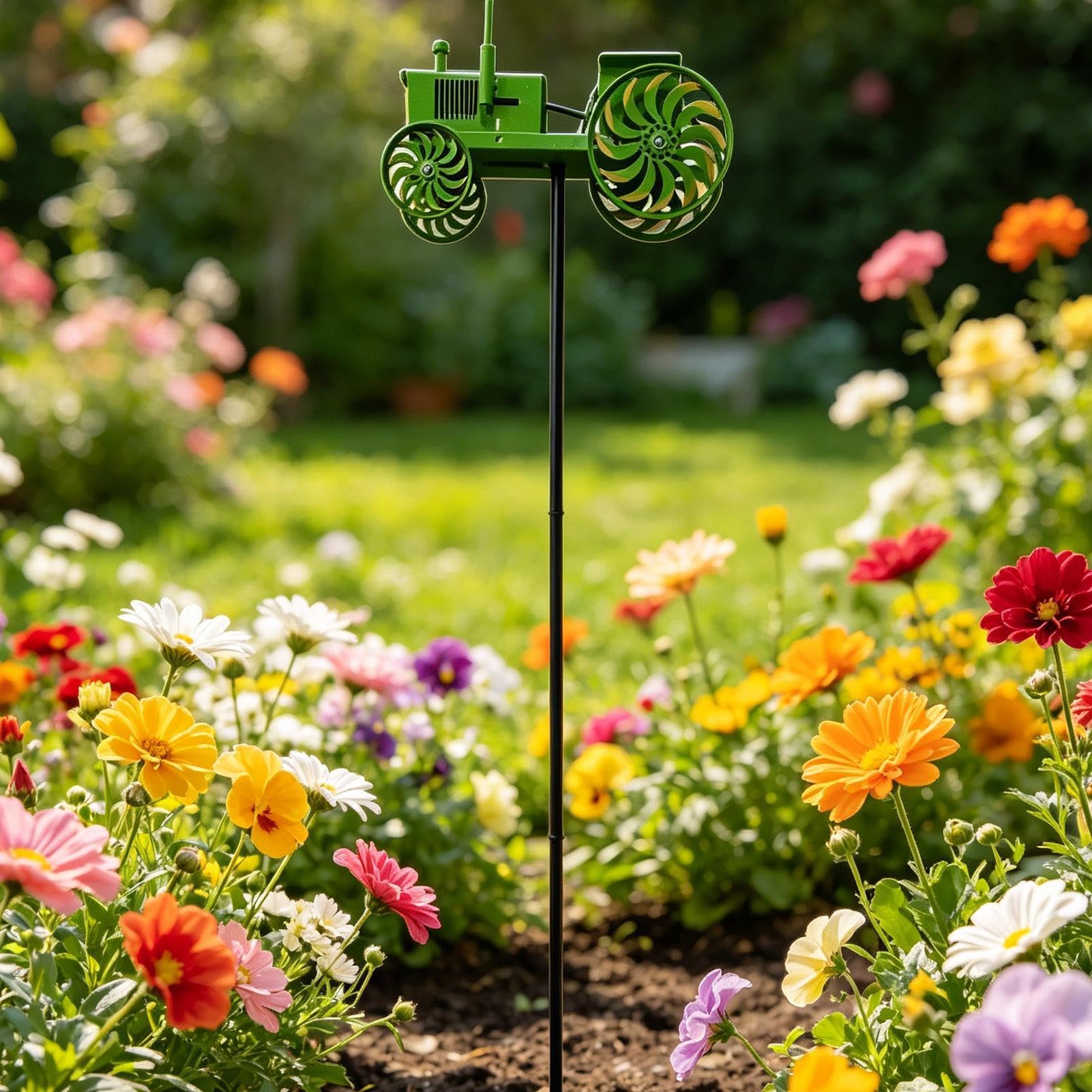 Éolienne Extérieure pour Jardin,Déco Art de Jardin Sculpture de Vent Tracteur - Moulin à Vent décoratif pour pelouse - pour Devant Maison Terrasse Pelouse Massif de Fleurs Cadeau Maison Neuve