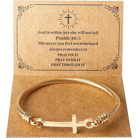 DS Religious Gift for Her Christian Cross Bracelet Bible Verse God is Within Her She Will Not Fall Inspirational Bracelets For Women Stainless Steel Jewelry Gift To Daughter Best Friend