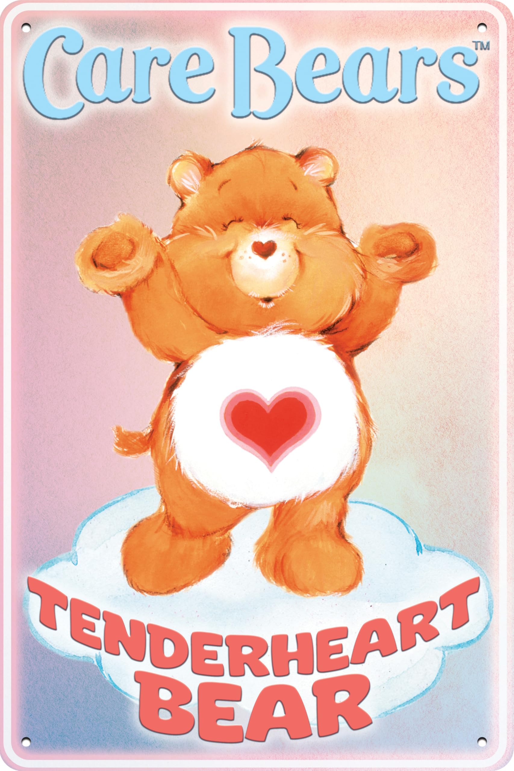 LUCKYLINDE Blechschild passend für Glücksbärchis Fans – 80er Jahre Zeichentrick Hab-Dich-Lieb Bärchis – Care Bears Retro Schild, Fernseh, TV Serie Schild, 20 x 30 cm (Tenderheart Bear)