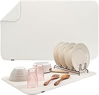 Vista 24 de S&T INC. Tapete de microfibra para secado de platos, reversible y absorbente para cocina, de 16 x 18 pulgadas, color gris