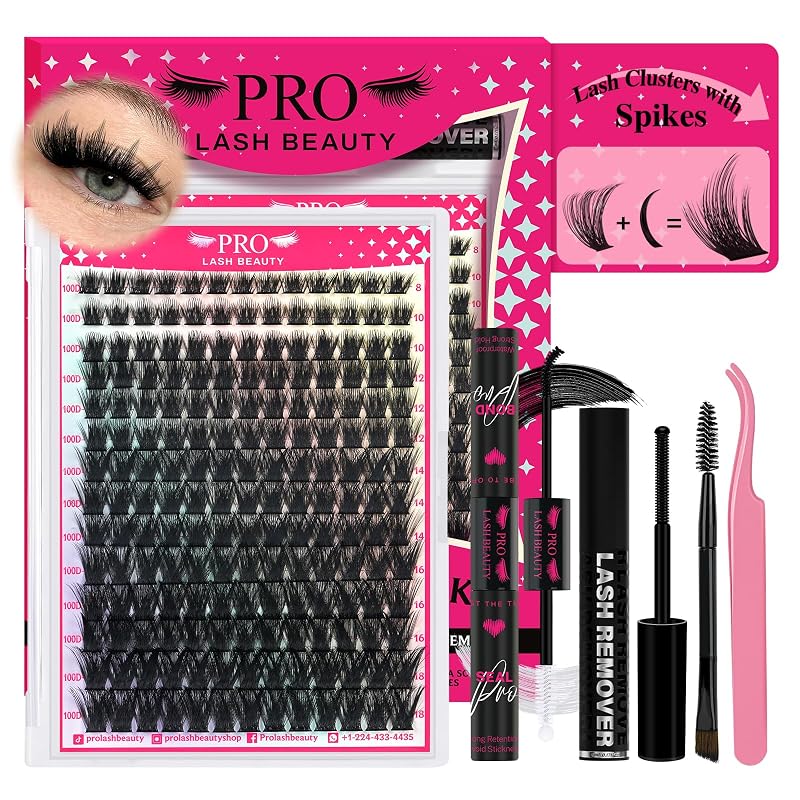 PROLASHBEAUTY Kit de Cílios em Tufos Spiky Manga com Bond, Seal, Removedor e Pinça (100D, 8-18mix)