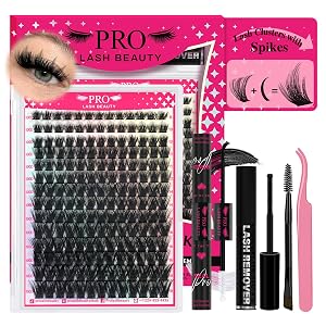 PROLASHBEAUTY Spiky Lash Clusters Manga Lash Clusters Kit 100D Thick Individuals Lashes with Spikes Lash Bond and Seal