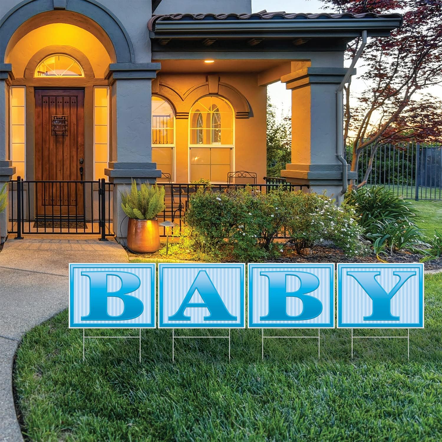 Beistle Durable Corrugated Plastic Baby Shower Yard Sign For Boy With Metal Stakes Gender Reveal Outdoor Lawn Decorations