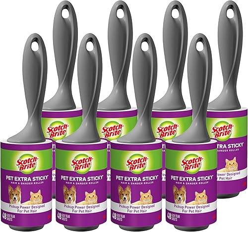 Scotch-Brite Pet - Rodillos de pelusa extra pegajosos, 4 rodillos, 48 hojas por rodillo, 192 hojas en total (paquete de 2)