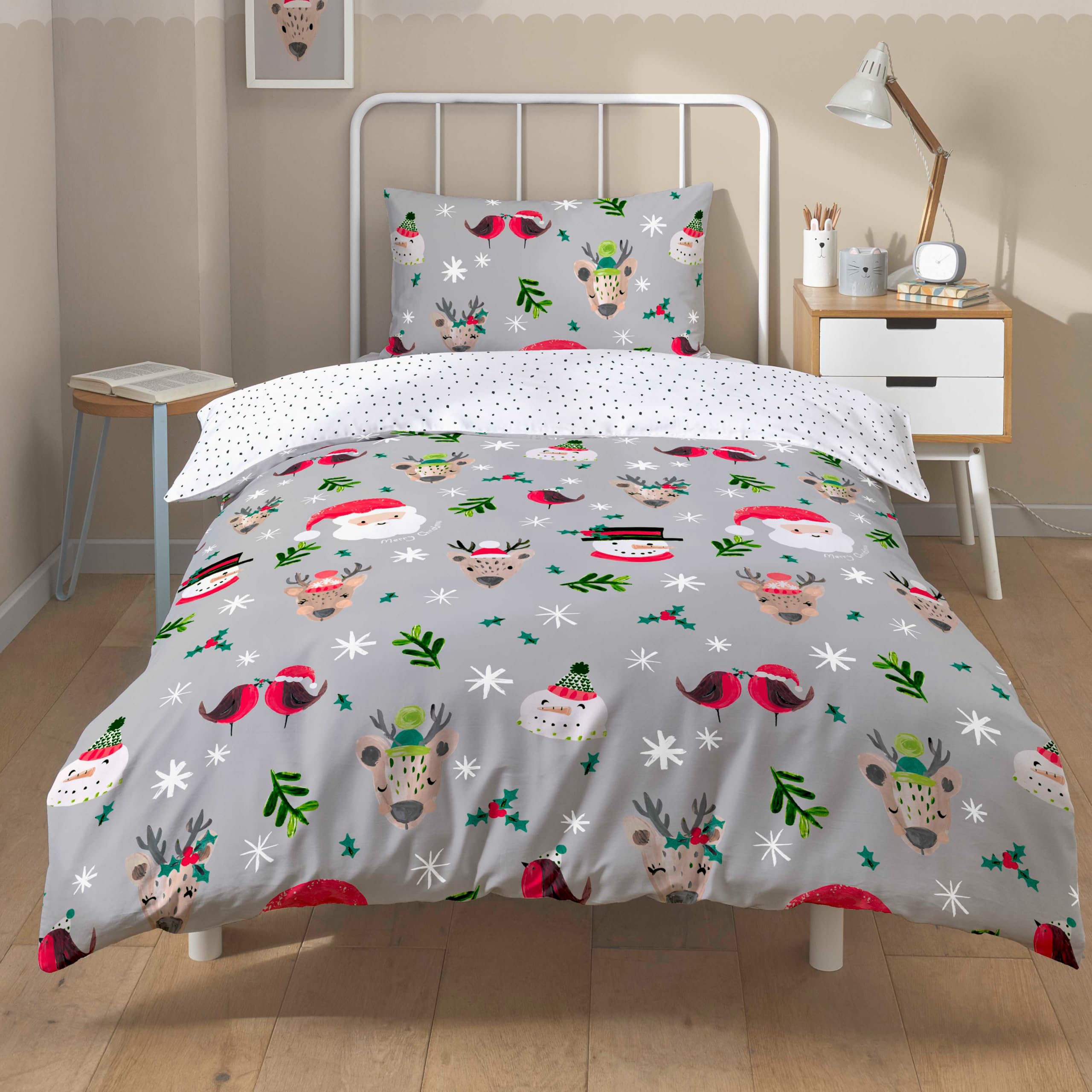 Olivia Rocco Christmas Santa & Friends Duvet Cover Set Festive Holiday Bedding with Santa ...