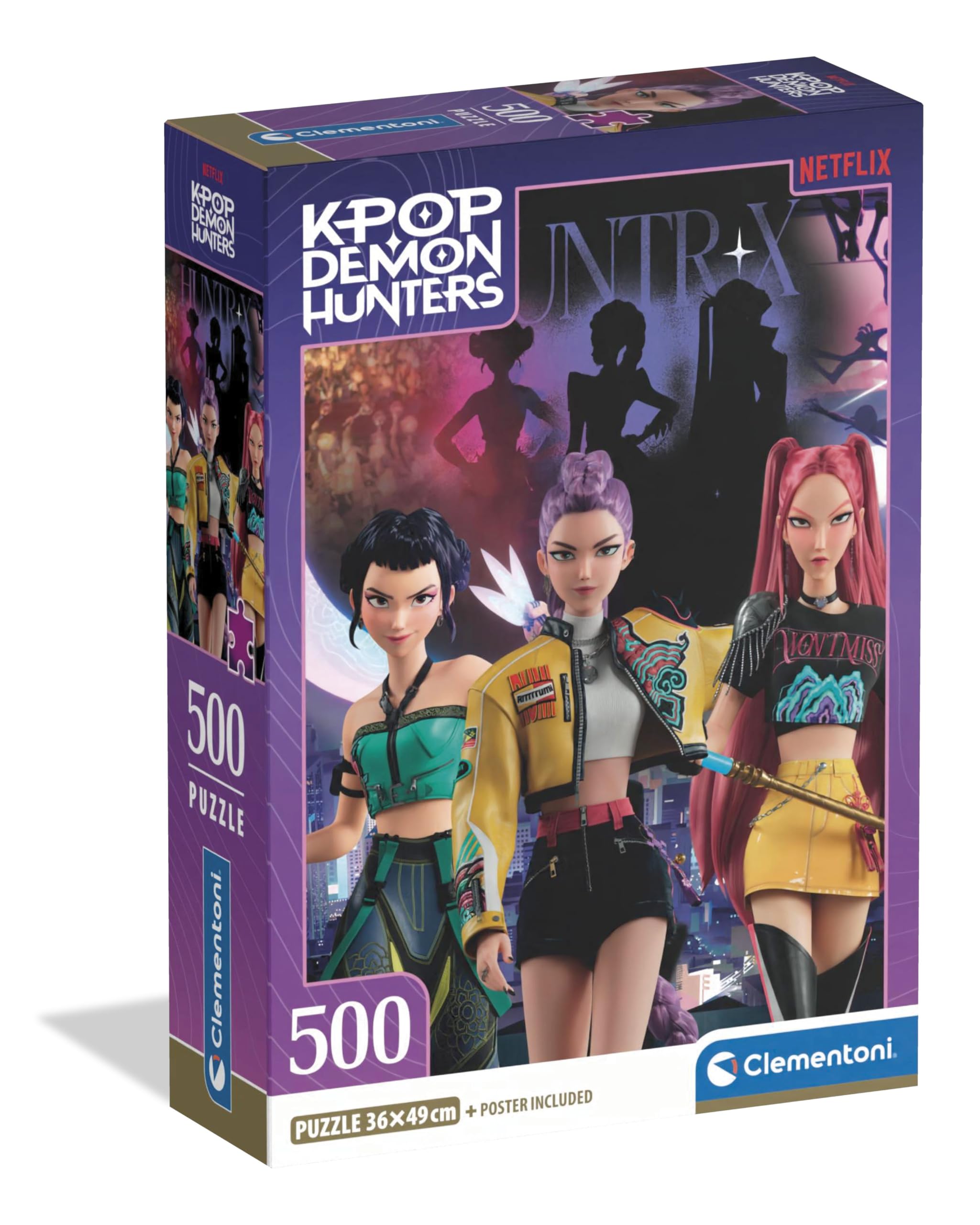 Clementoni KPOP Demon Hunters 500 Piece Puzzle 2 for Teens and Young Adults Age 14+, Made in Italy, Screen Free Activity That Boosts Focus, Problem Solving and Patience, Includes Poster