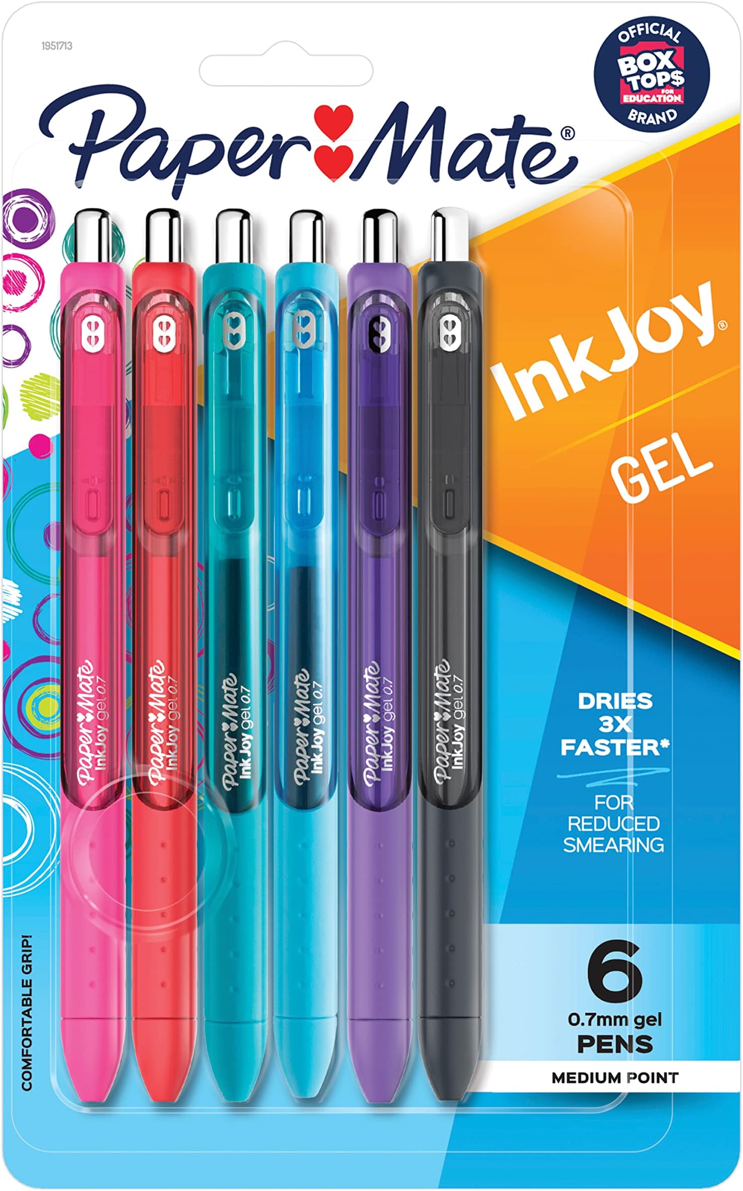 InkJoy Gel Pens, Medium Point, Assorted Colors, 6 Count