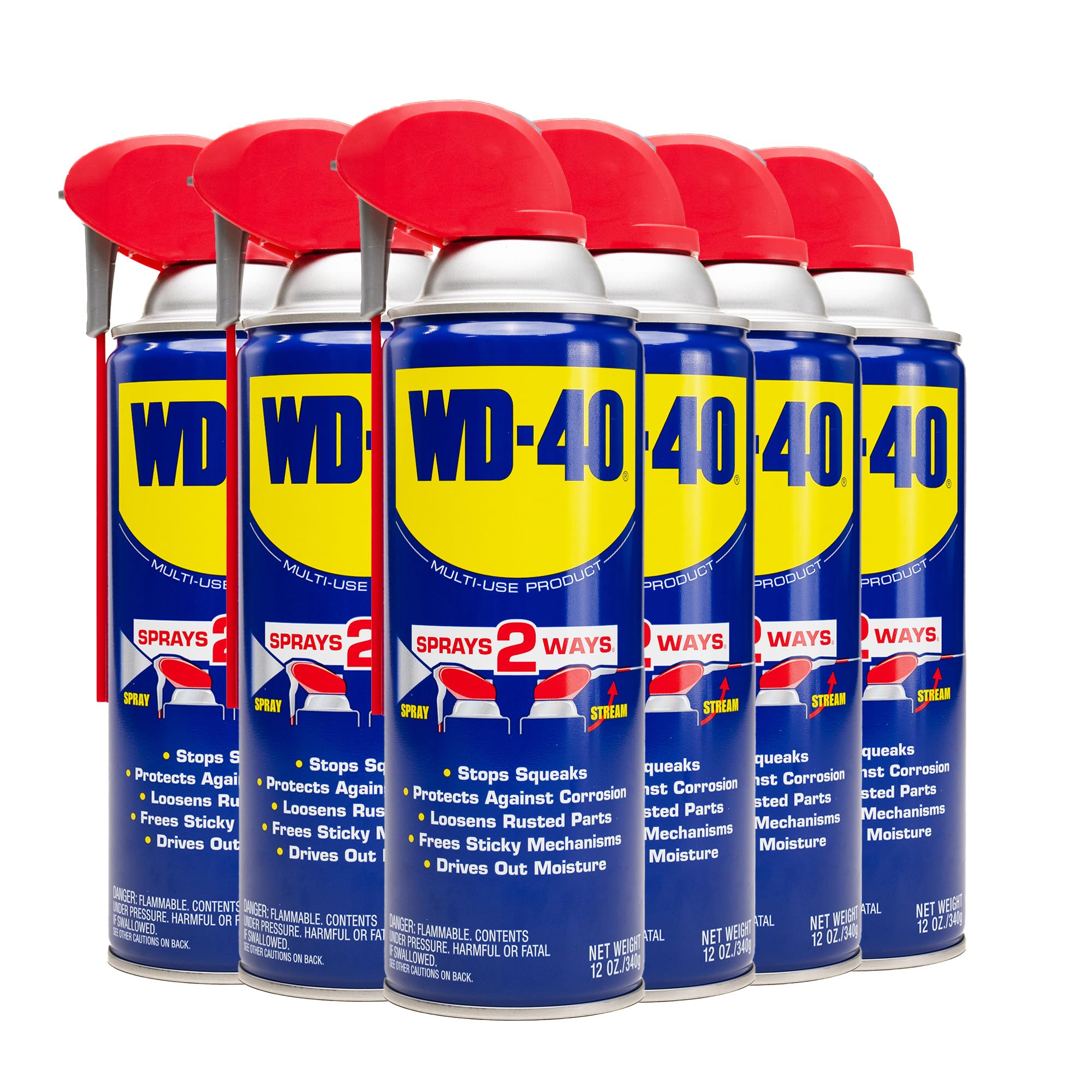 WD-40Original Formula, Multi-Use Product with Smart Straw Sprays 2 Ways,12 OZ [6-Pack]