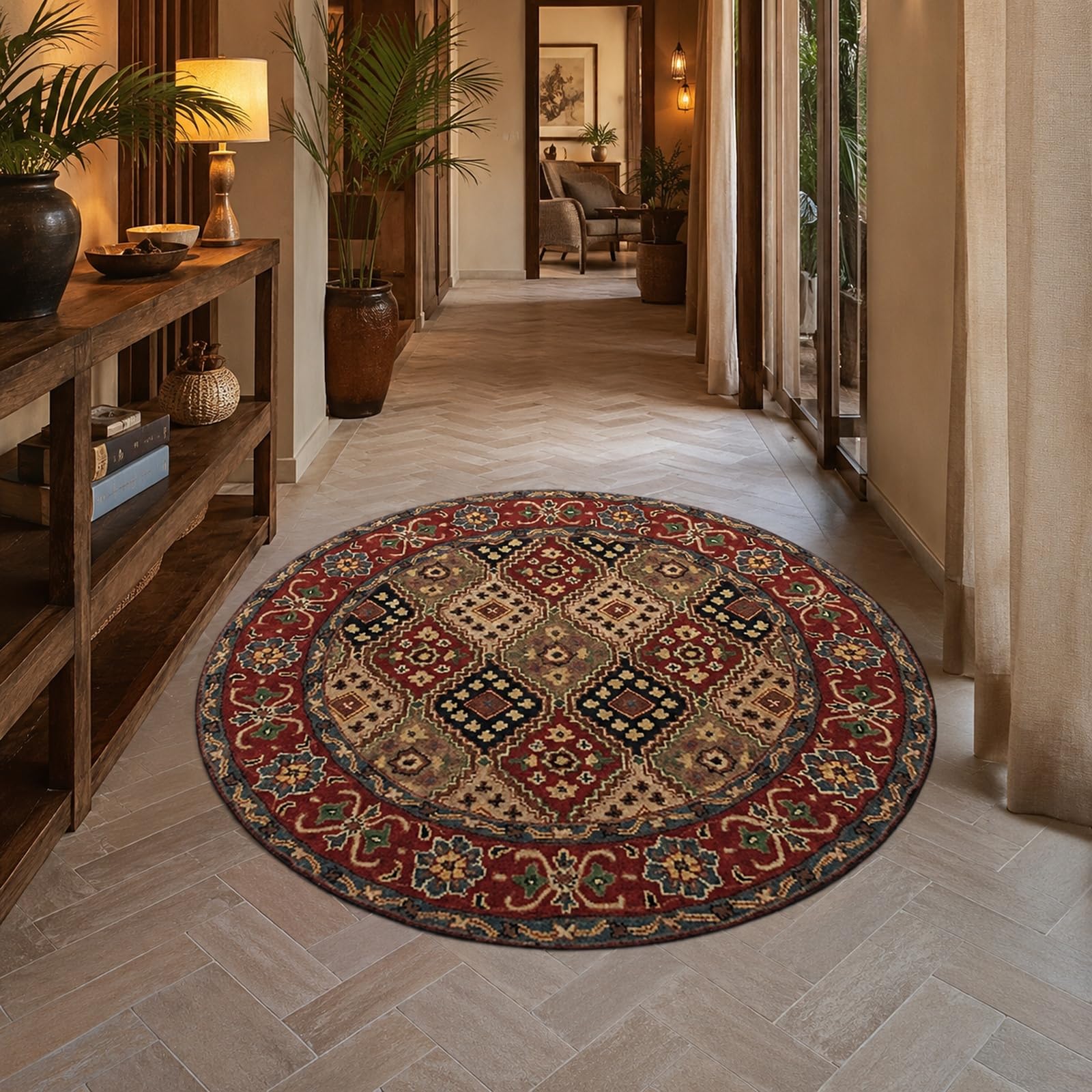 Tapis entree interieur rond géométrique pour un accueil chaleureux