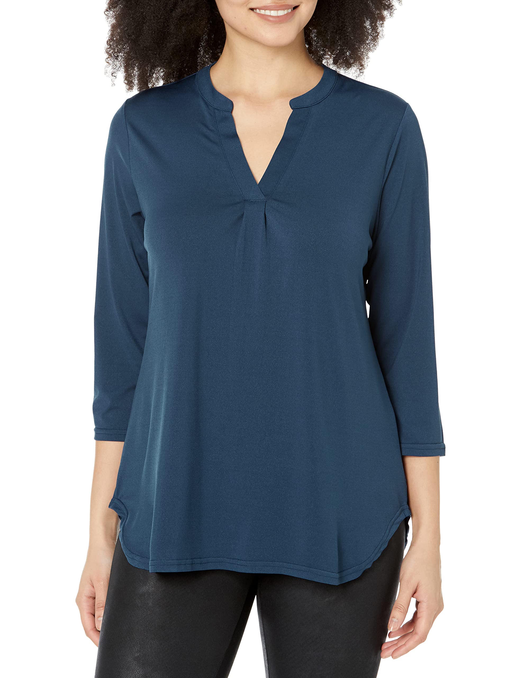 LotusmileWomen's V Neck 3/4 Sleeve Shirts Dressy Tops Business Casual Workwear Blouses