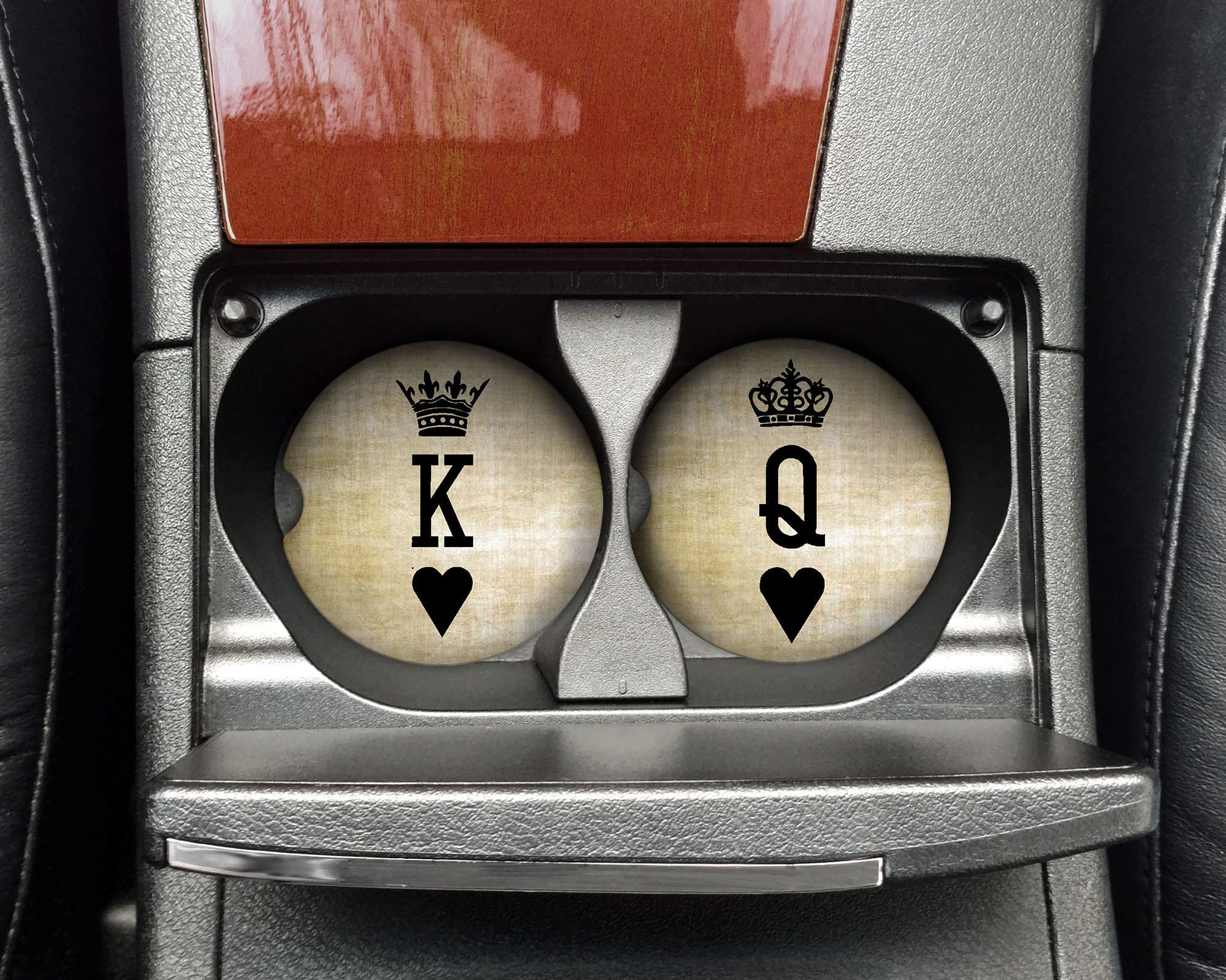 King and Queen Hardboard Car  Coasters  (Set Of 2)- CC96