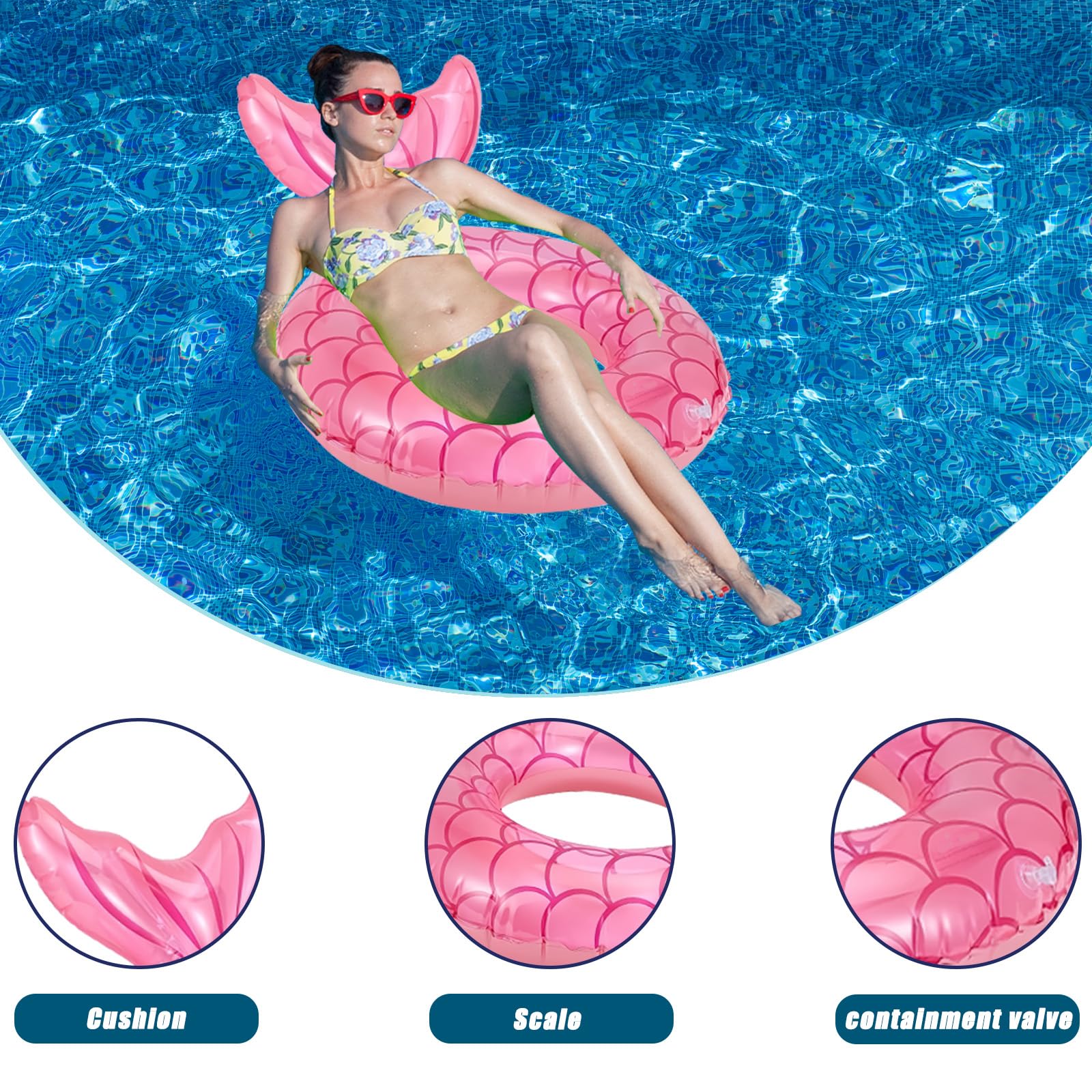 110cm Bouée De Natation Sirène Rose,Bouée Piscine Gonflable Enfant Adultes,Anneau De Natation Gonflable Sirène Queue Poisson,PVC Bouée Piscine Pour Fille Les Femmes Fêtes D'été Sur La Plage Piscine