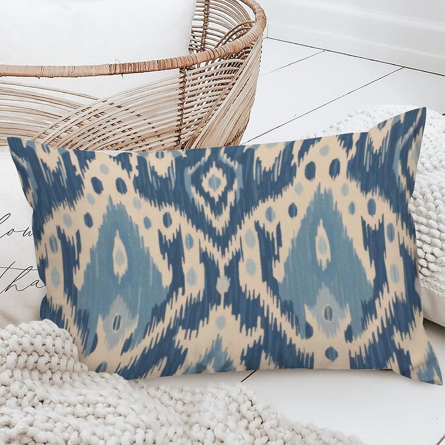 Blue - Pochampally Ikat Cushion Cover 05