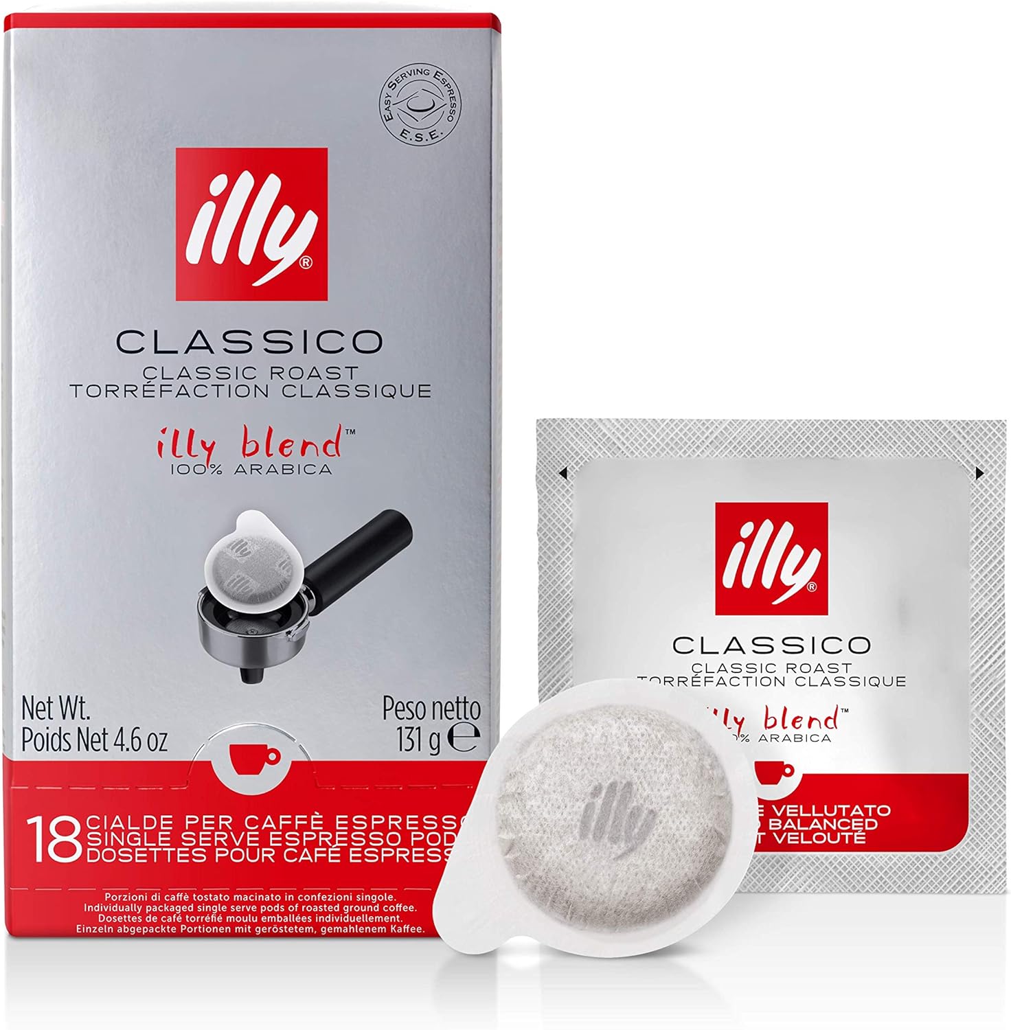 illy Medium Classico ESE Espresso Coffee Paper Pods, Compostable Coffee