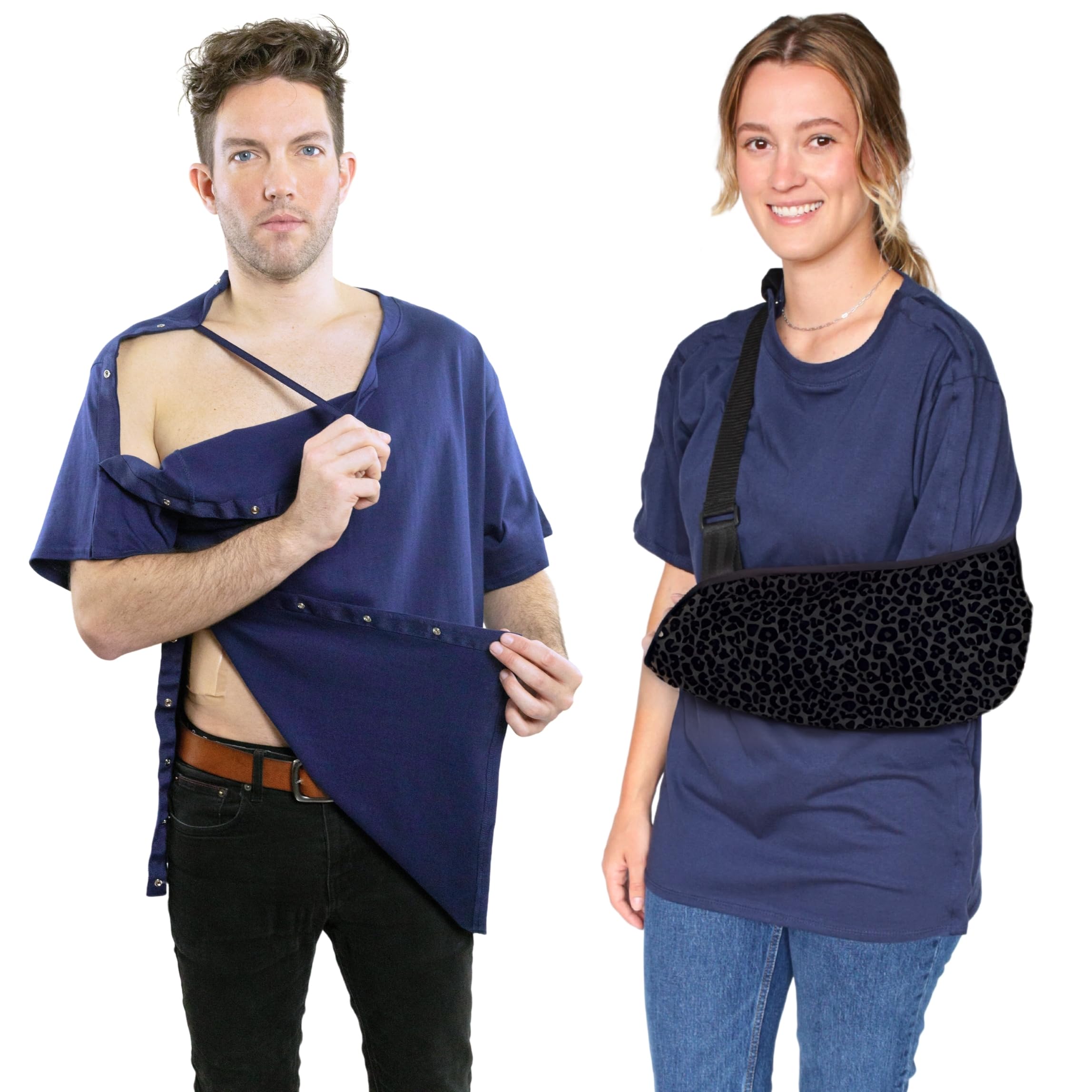 Inspired Comforts Unisex Post Surgery & Rehab Dual Access Crew Neck Snap Shirt