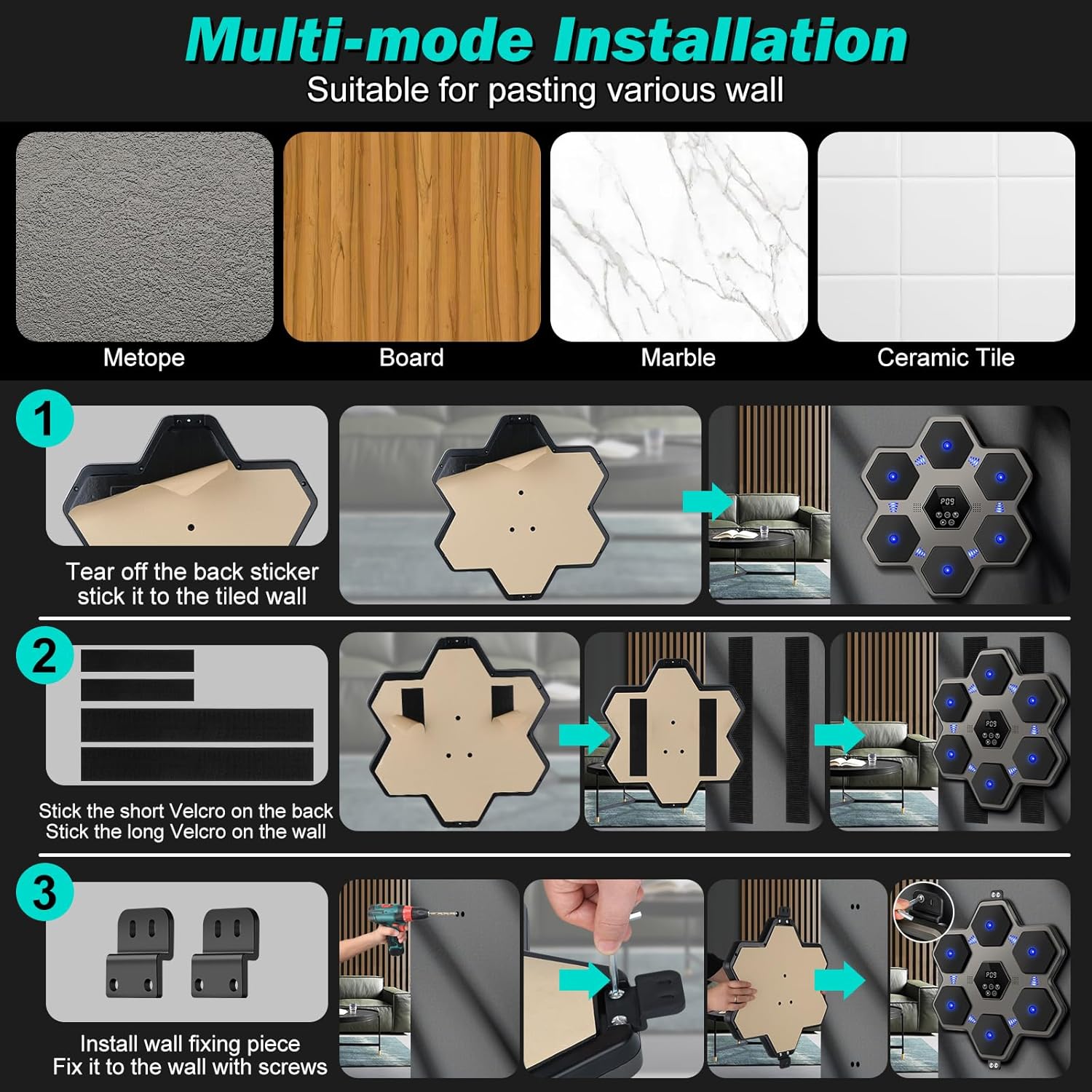 2025 New Music Boxing Machine for Adults,Smart Bluetooth Music Punching Machine with Boxing Gloves,Boxing Machine Wall Mounted with Intelligent Display Screen,Boxing Target Workout Equipment for Home