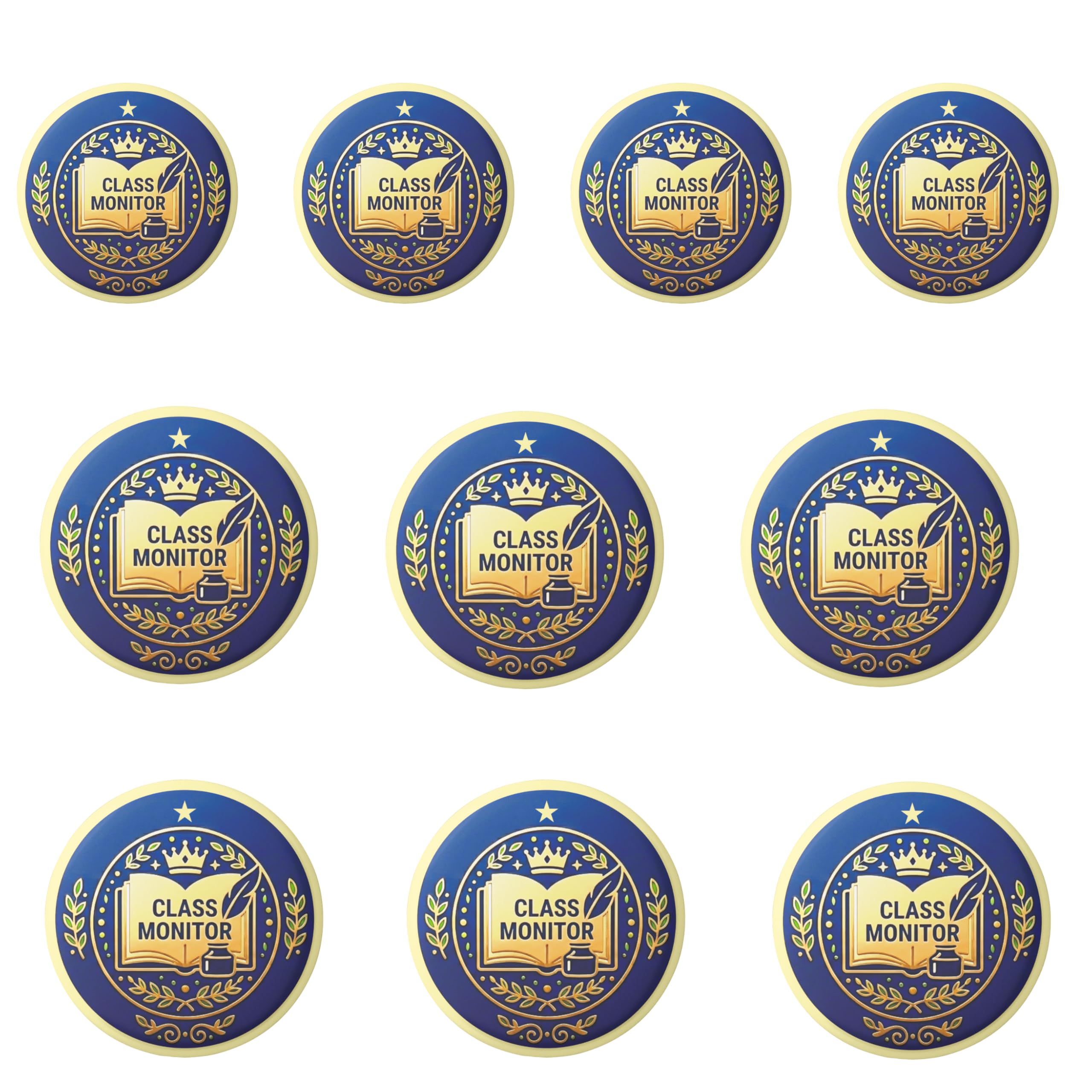 Class Monitor Pin Button Badge Pack of 10 Round Metal Badges for Students | School Leader Badge | Safety Pin Back | Size 58 mm-image-47