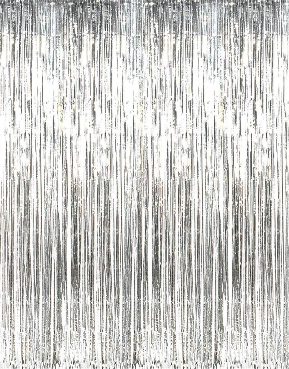 Festiko Curtains for Party Photo Backdrop Wedding Decor (Silver, 6 feet)