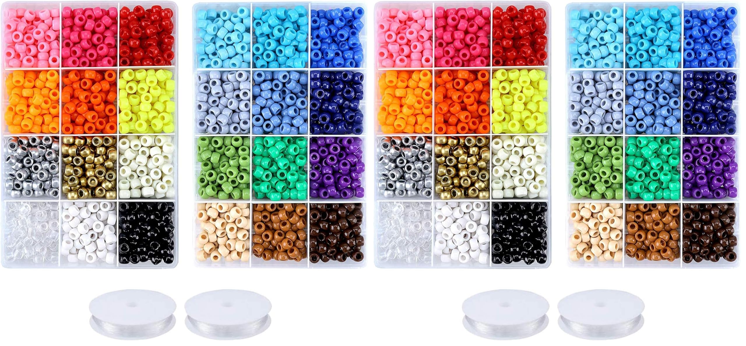 Greentime Pony Beads Bracelets Making Kit, 9mm Rainbow Kandi Rave Beads Set for Friendship Bracelets Necklace Making Crafts for Christmas Gift (24colors) (Pack of 2)