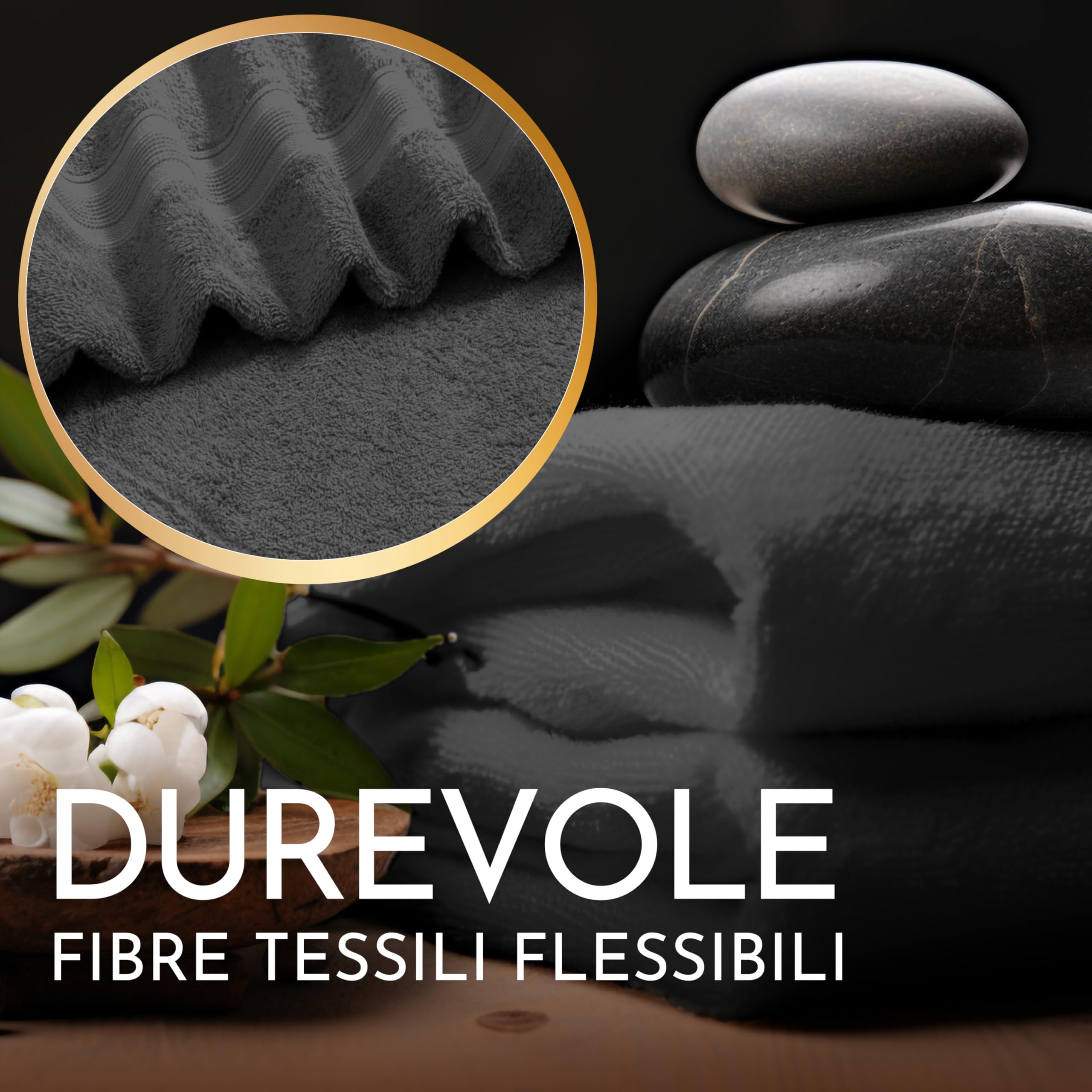 NatureMark - Confezione da 2 Asciugamani Sauna, Qualità Premium, 80 x 200 cm, 100% Cotone, Grigio Antracite